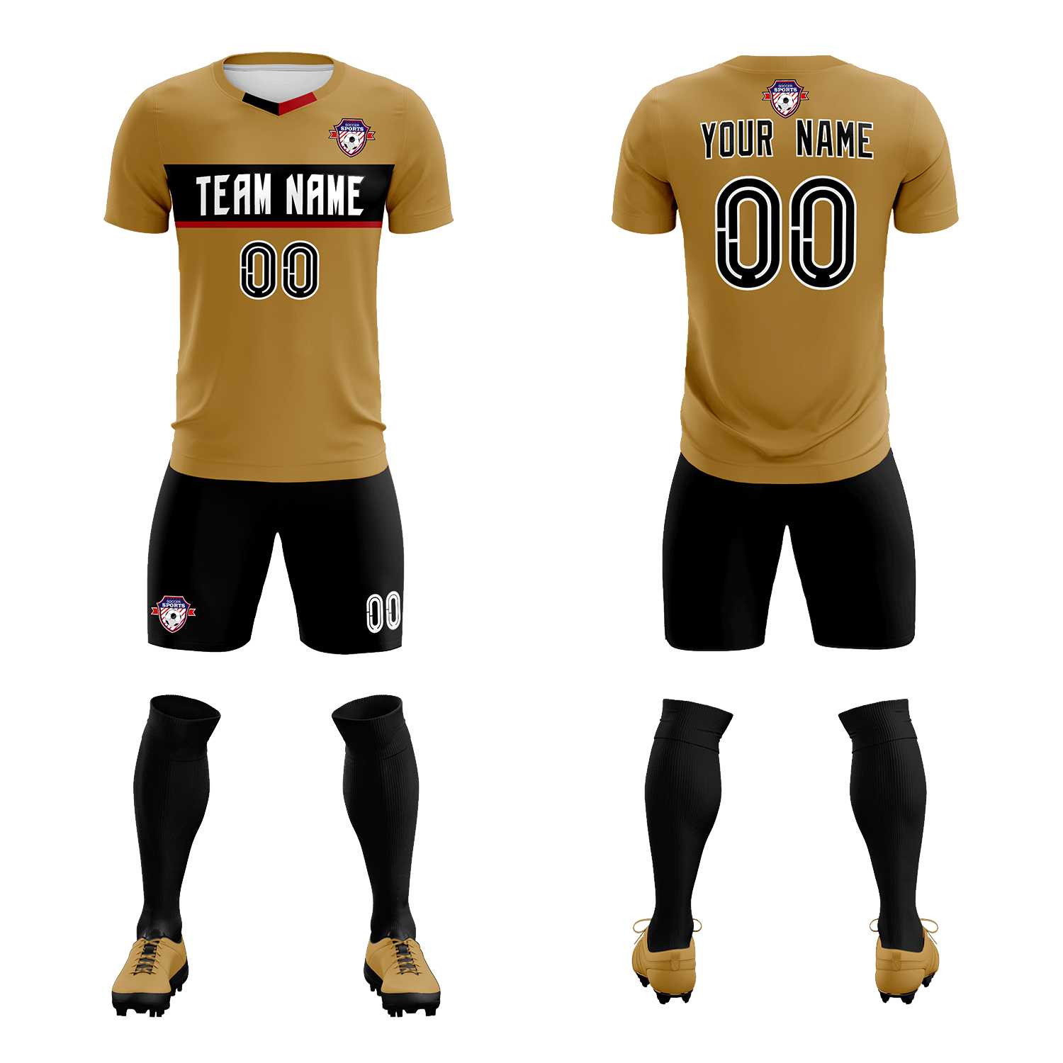 Custom Old Gold Classic Sports Sets Soccer Shirt Jersey