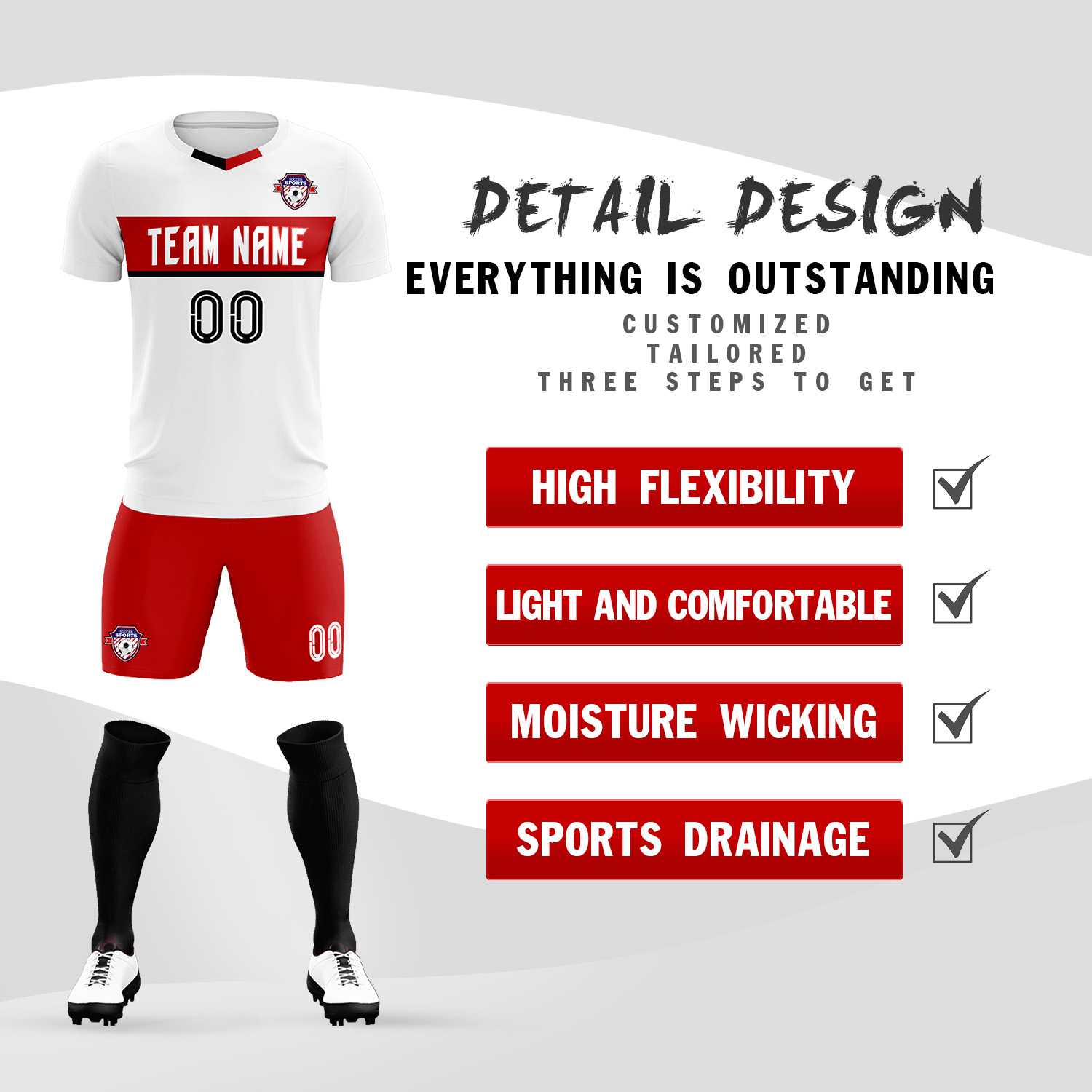 Custom White Classic Sports Sets Soccer Shirt Jersey