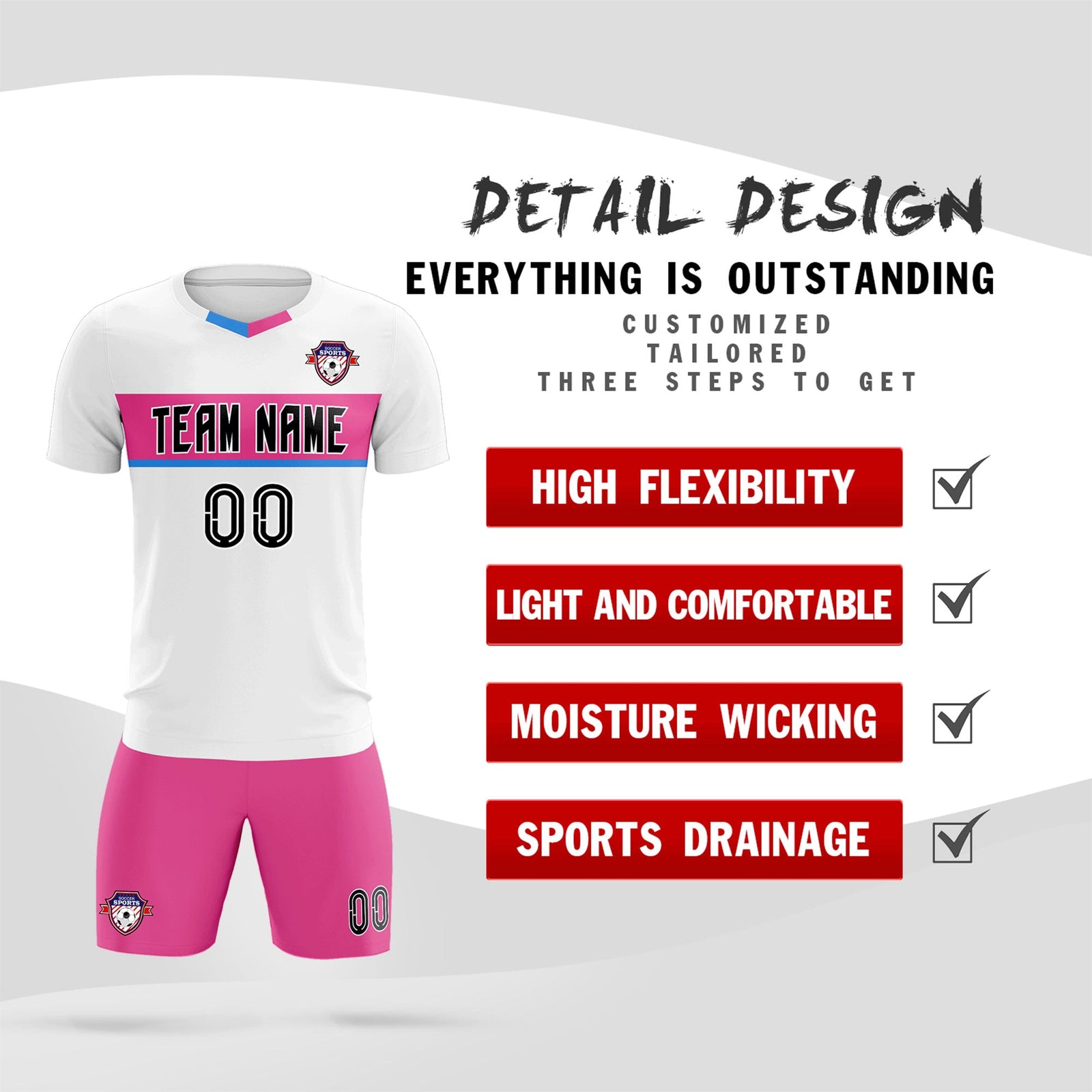 Custom White Classic Sports Sets Soccer Shirt Jersey