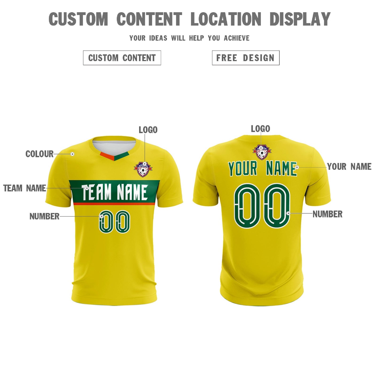 Custom Gold Classic Sports Sets Soccer Shirt Jersey