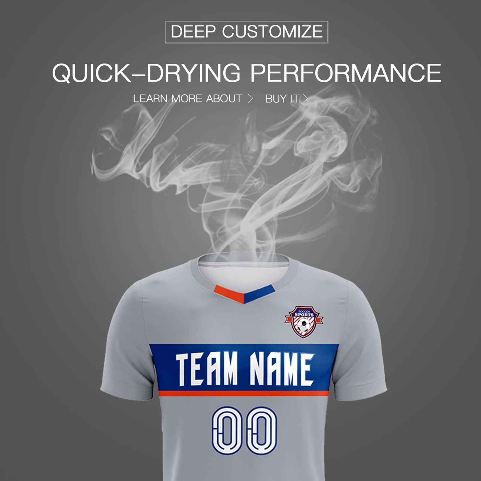 Custom Gray Classic Sports Sets Soccer Shirt Jersey