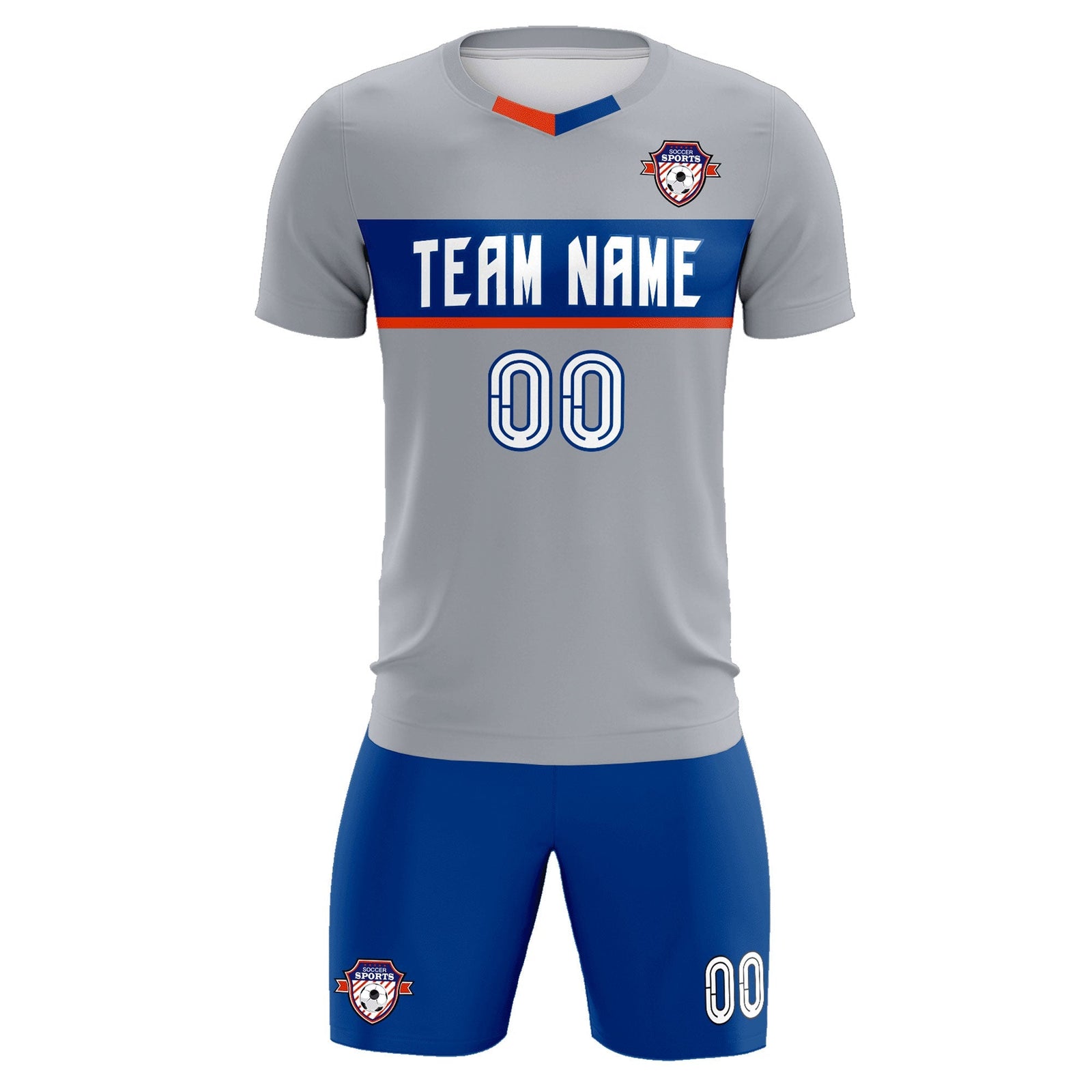 Custom Gray Classic Sports Sets Soccer Shirt Jersey