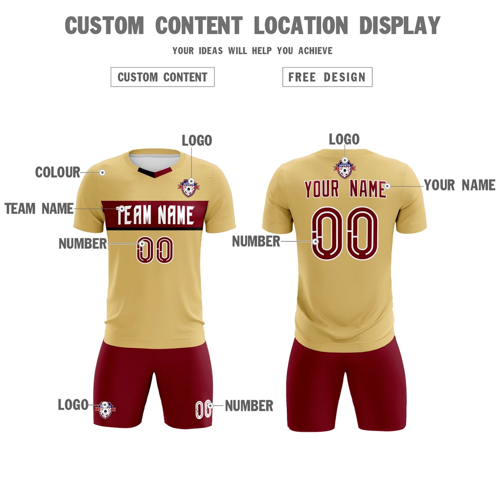 Custom Khaki Classic Sports Sets Soccer Shirt Jersey