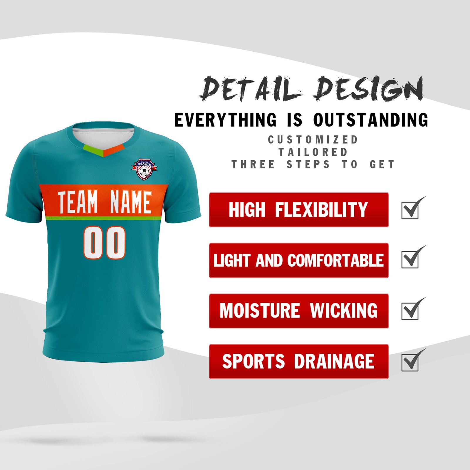 Custom Aqua Classic Sports Sets Soccer Shirt Jersey