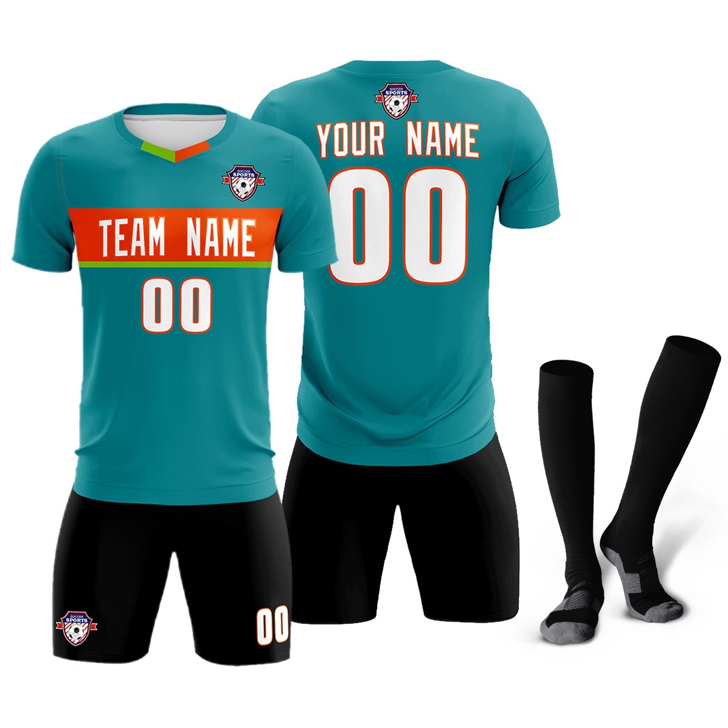 Custom Aqua Classic Sports Sets Soccer Shirt Jersey