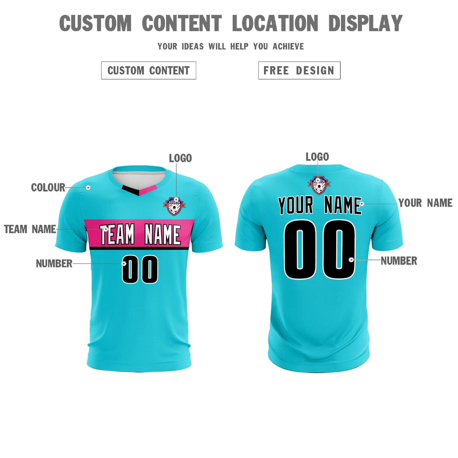 Custom Sky Blue Classic Sports Sets Soccer Shirt Jersey