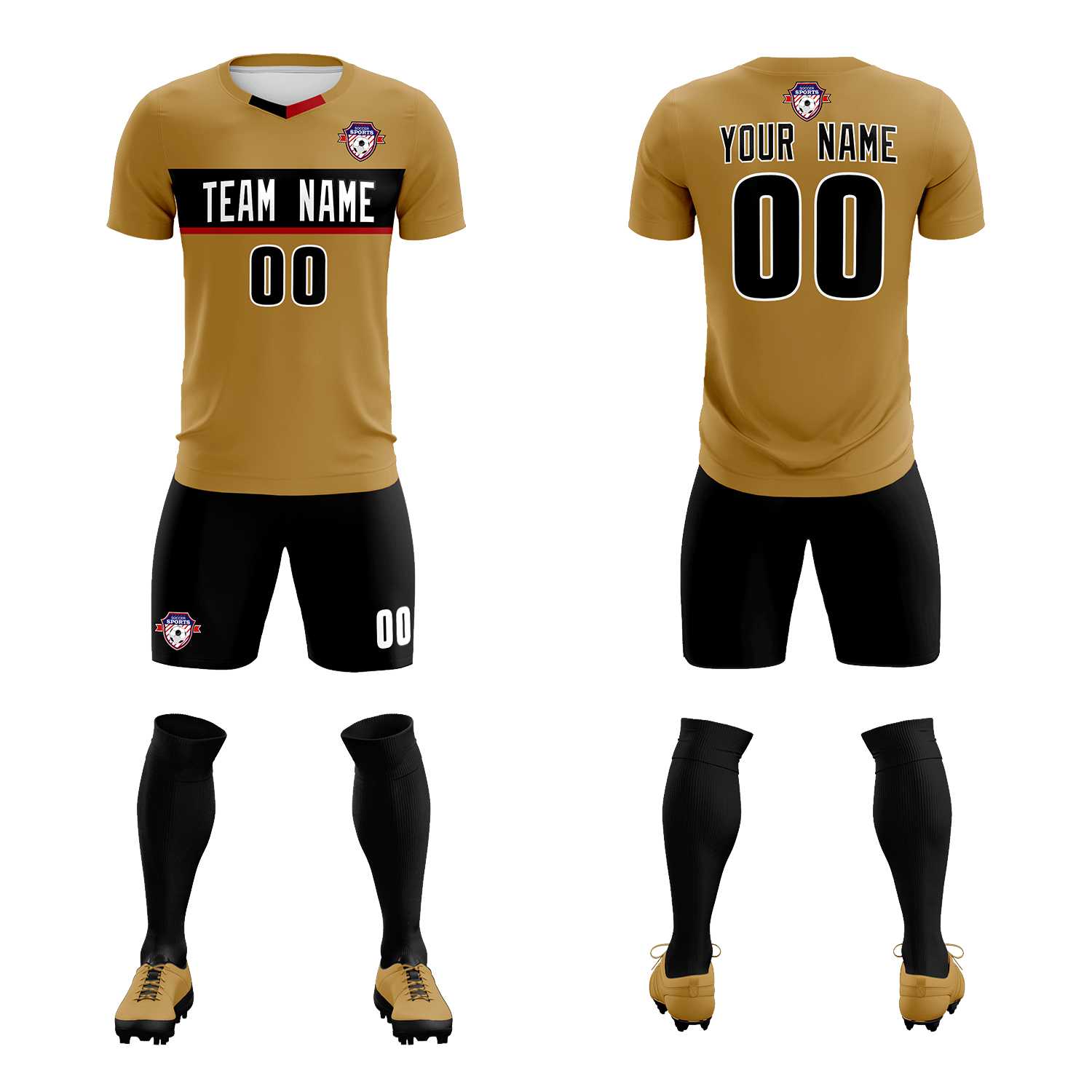 Custom Old Gold Classic Sports Sets Soccer Shirt Jersey