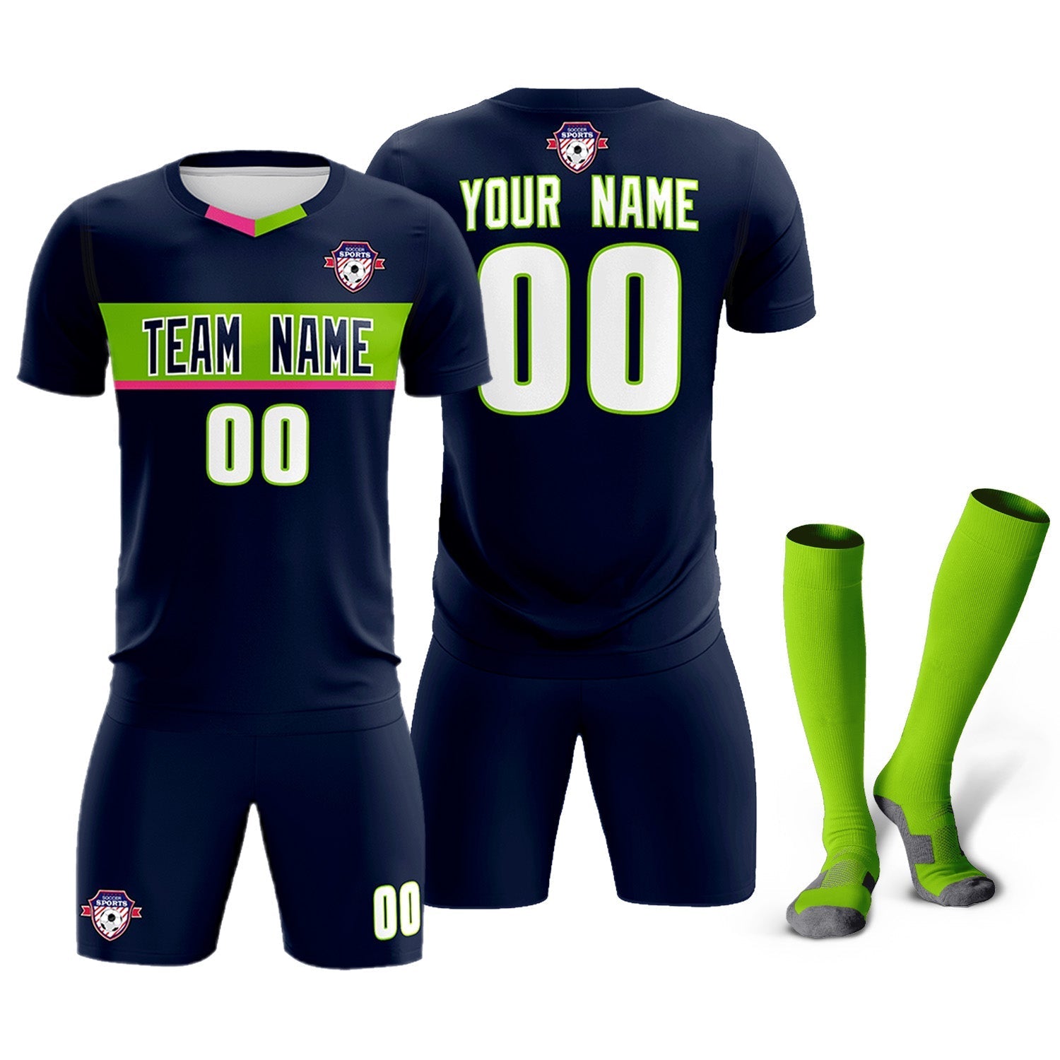 Custom Navy Classic Sports Sets Soccer Shirt Jersey
