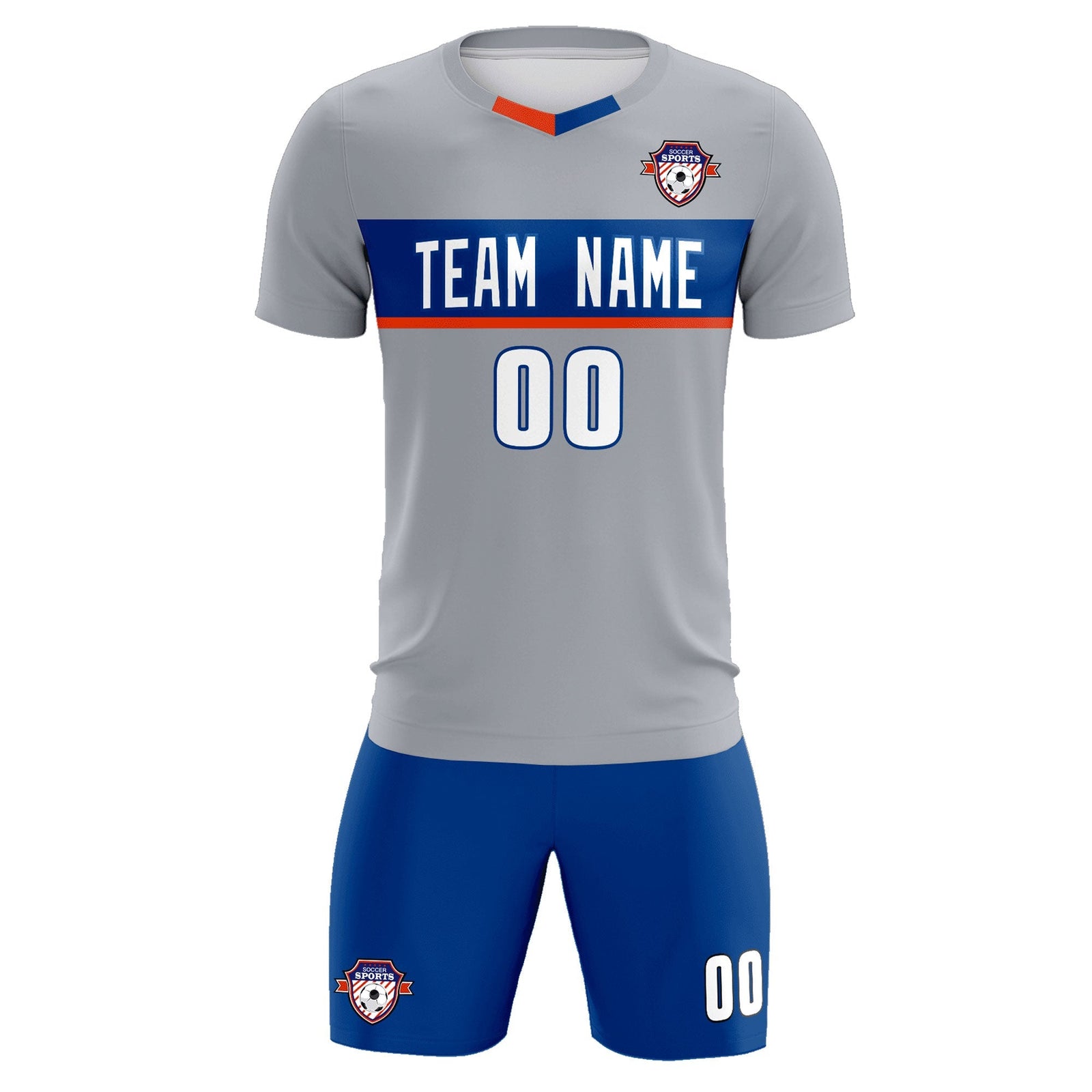 Custom Gray Classic Sports Sets Soccer Shirt Jersey