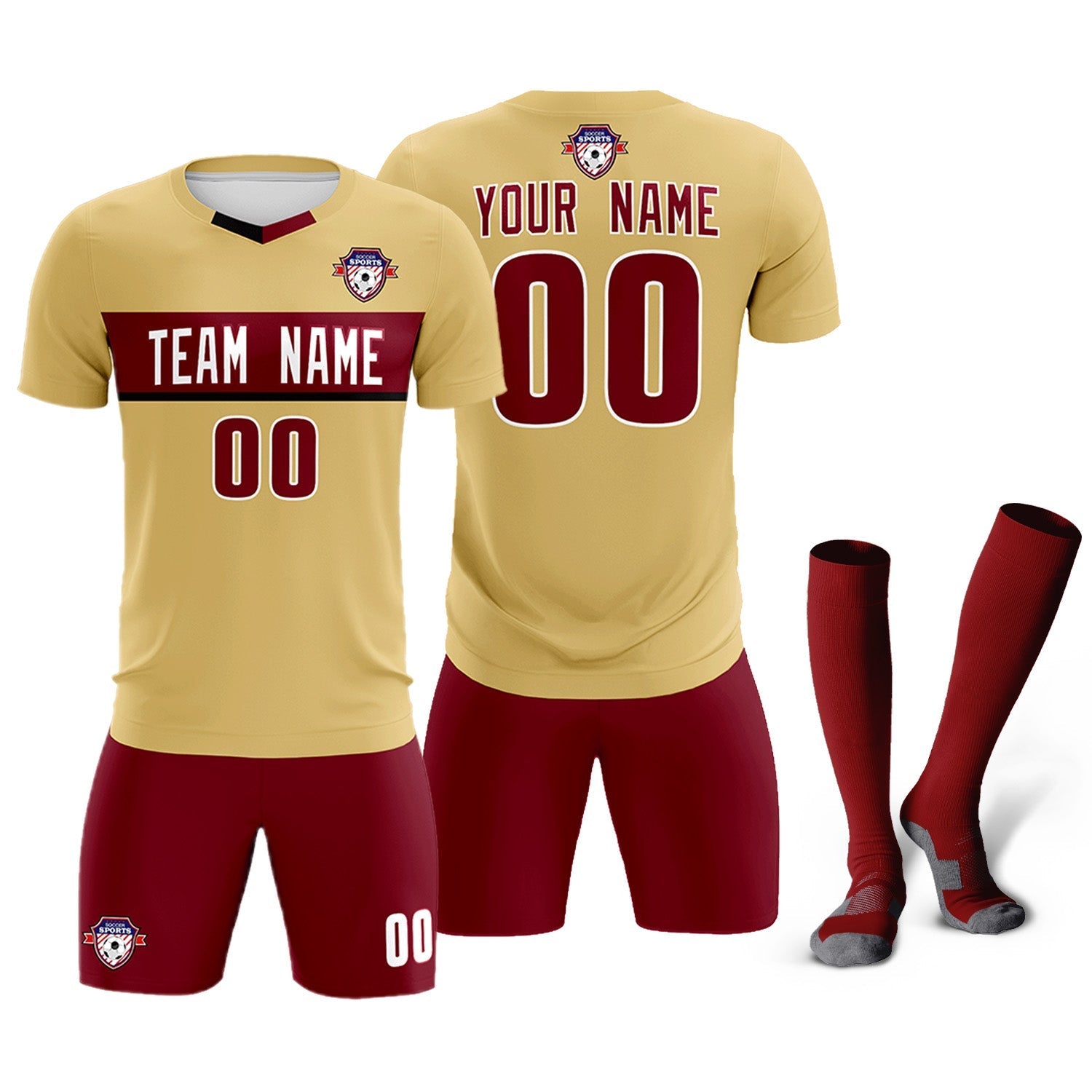 Custom Khaki Classic Sports Sets Soccer Shirt Jersey