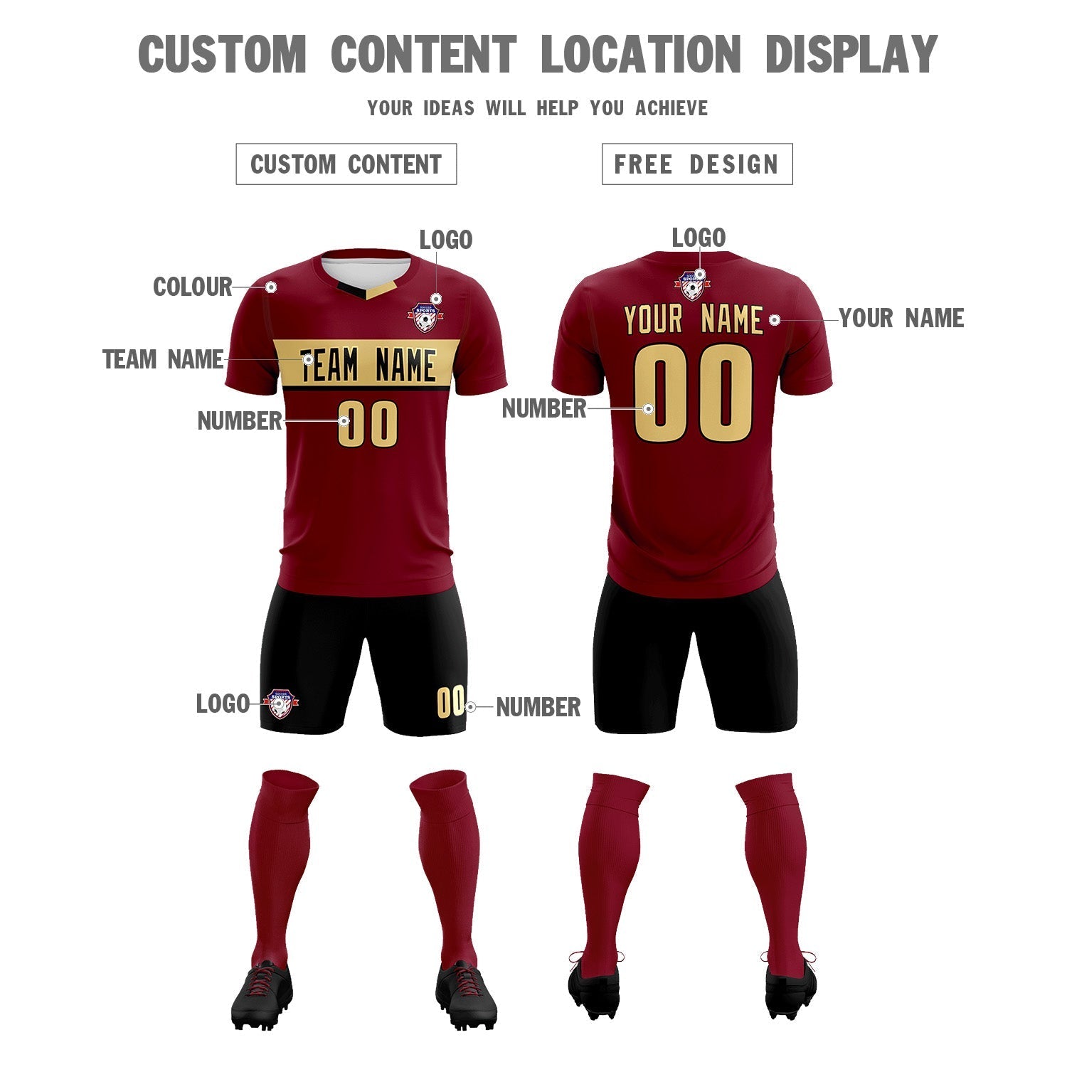 Custom Crimson Classic Sports Sets Soccer Shirt Jersey