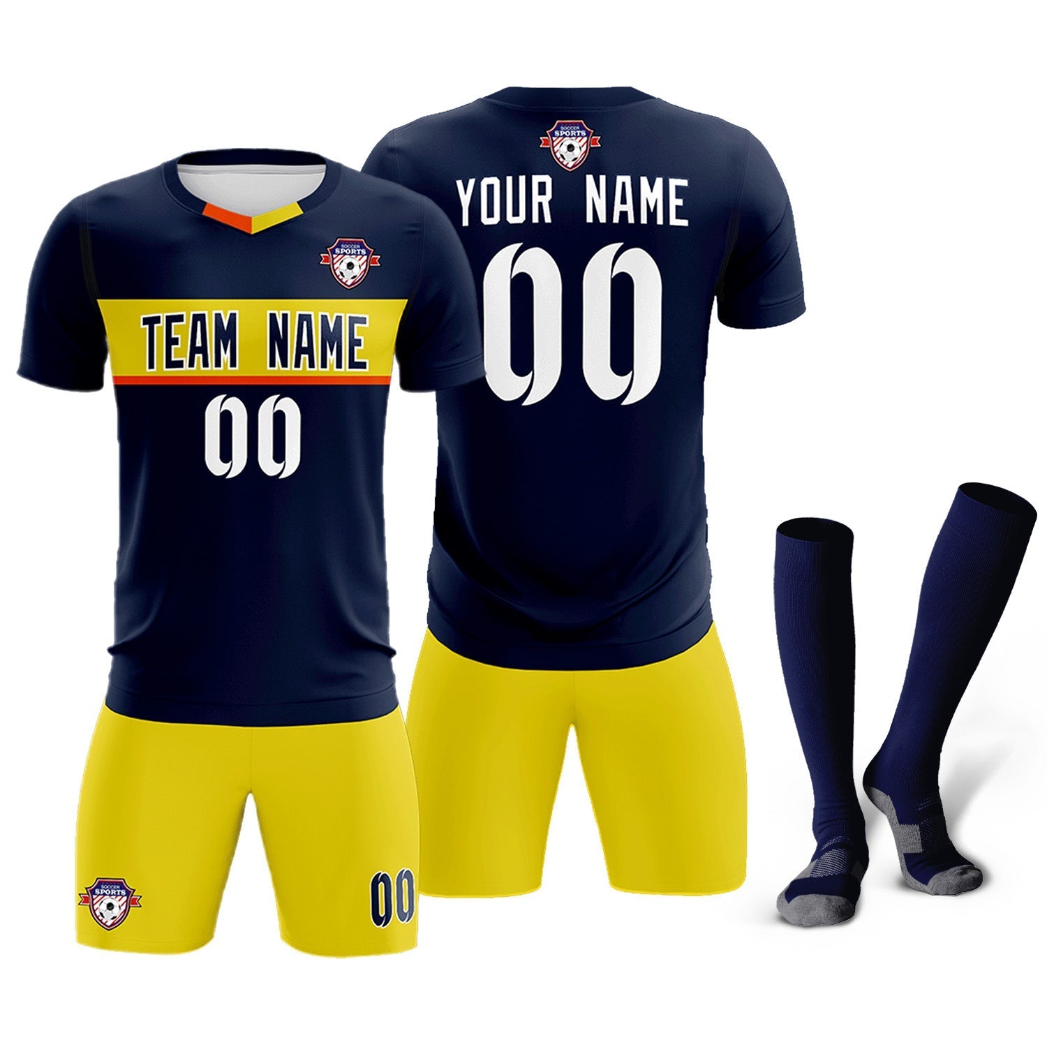 Custom Navy Classic Sports Sets Soccer Shirt Jersey