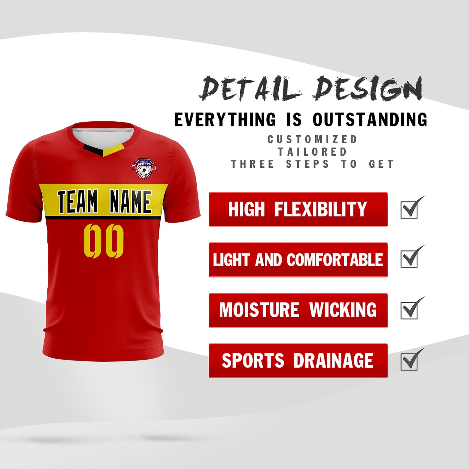 Custom Red Classic Sports Sets Soccer Shirt Jersey