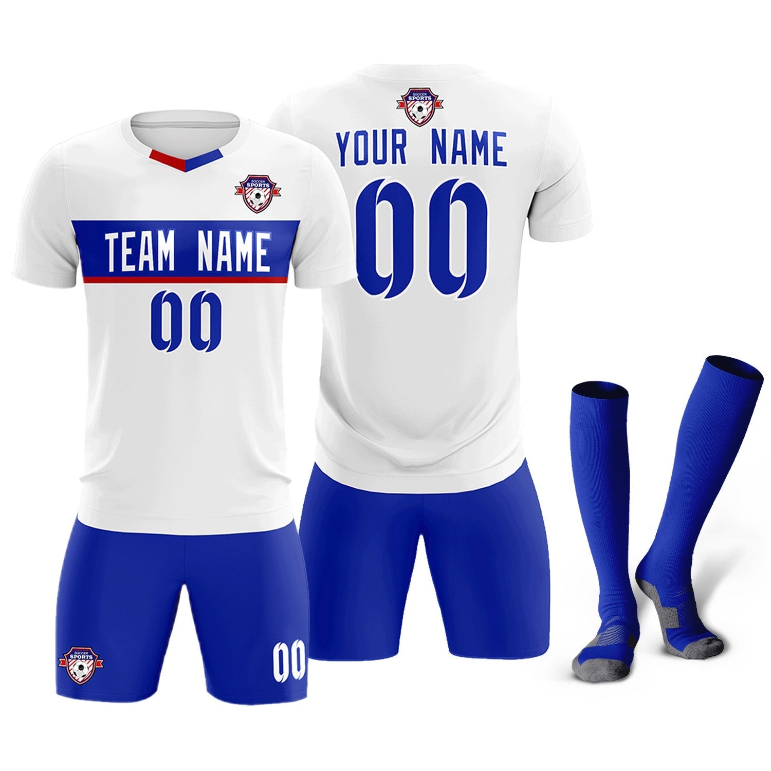 Custom White Classic Sports Sets Soccer Shirt Jersey