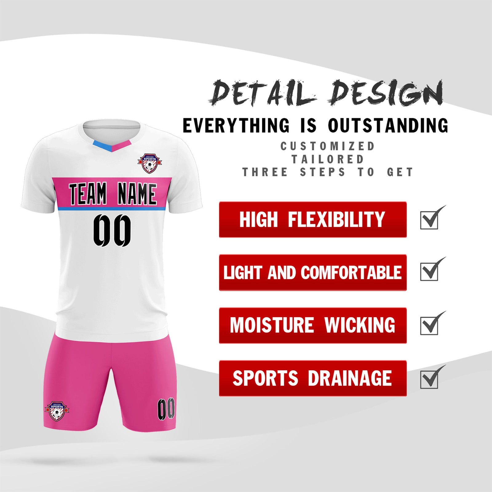 Custom White Classic Sports Sets Soccer Shirt Jersey