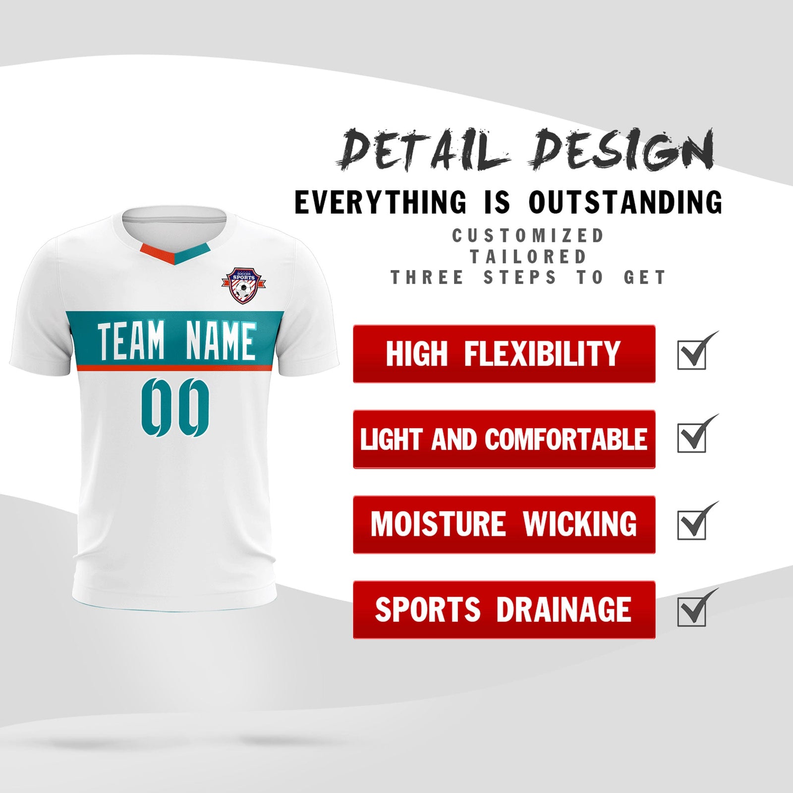 Custom White Classic Sports Sets Soccer Shirt Jersey