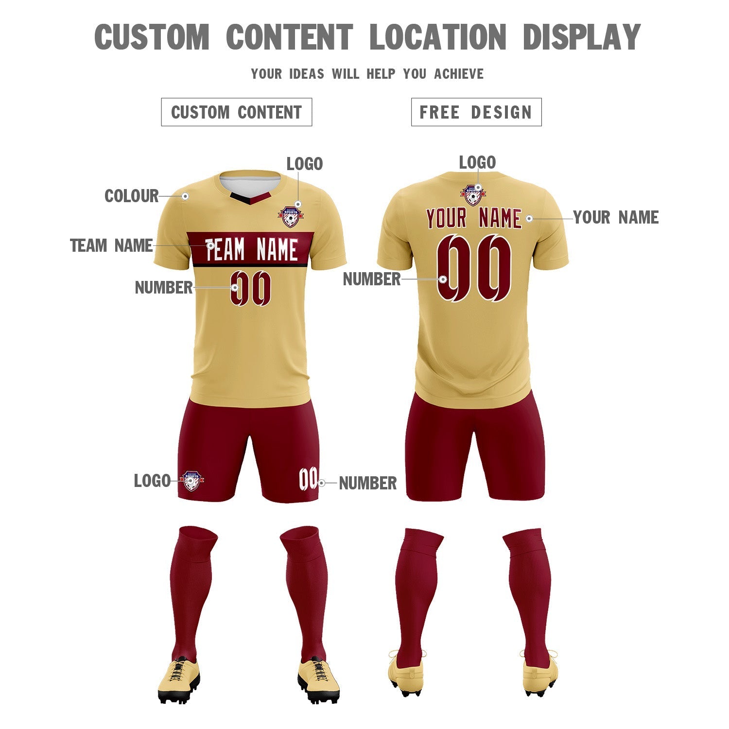 Custom Khaki Classic Sports Sets Soccer Shirt Jersey
