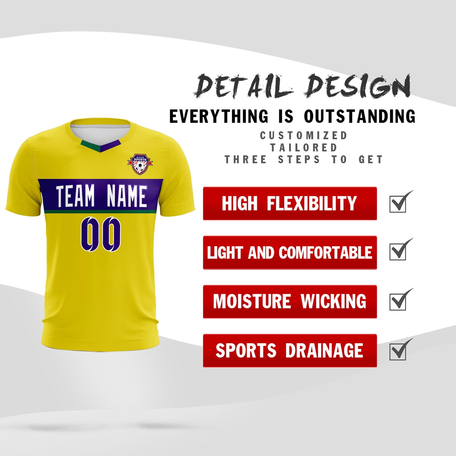 Custom Gold Classic Sports Sets Soccer Shirt Jersey