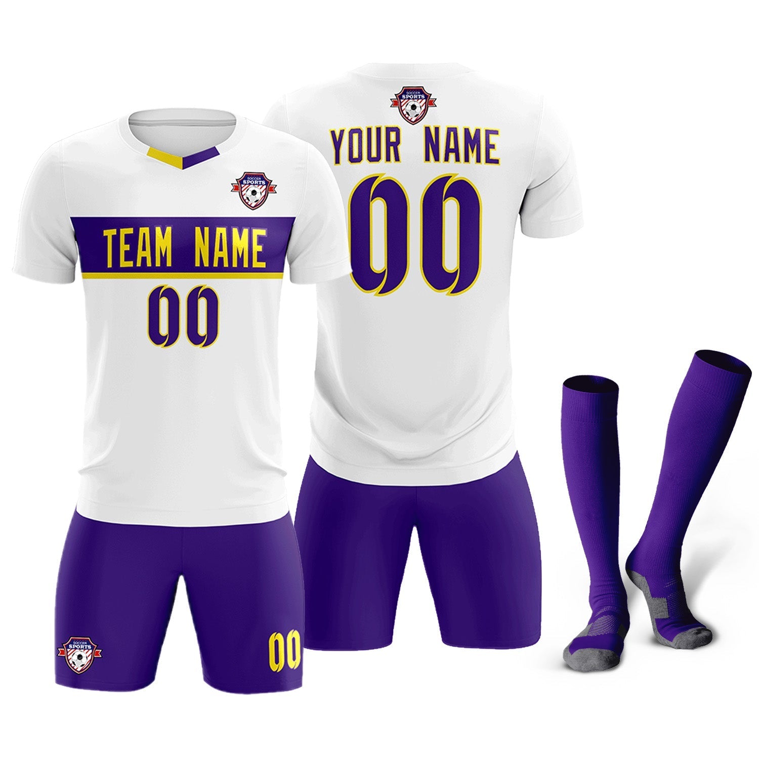 Custom White Classic Sports Sets Soccer Shirt Jersey
