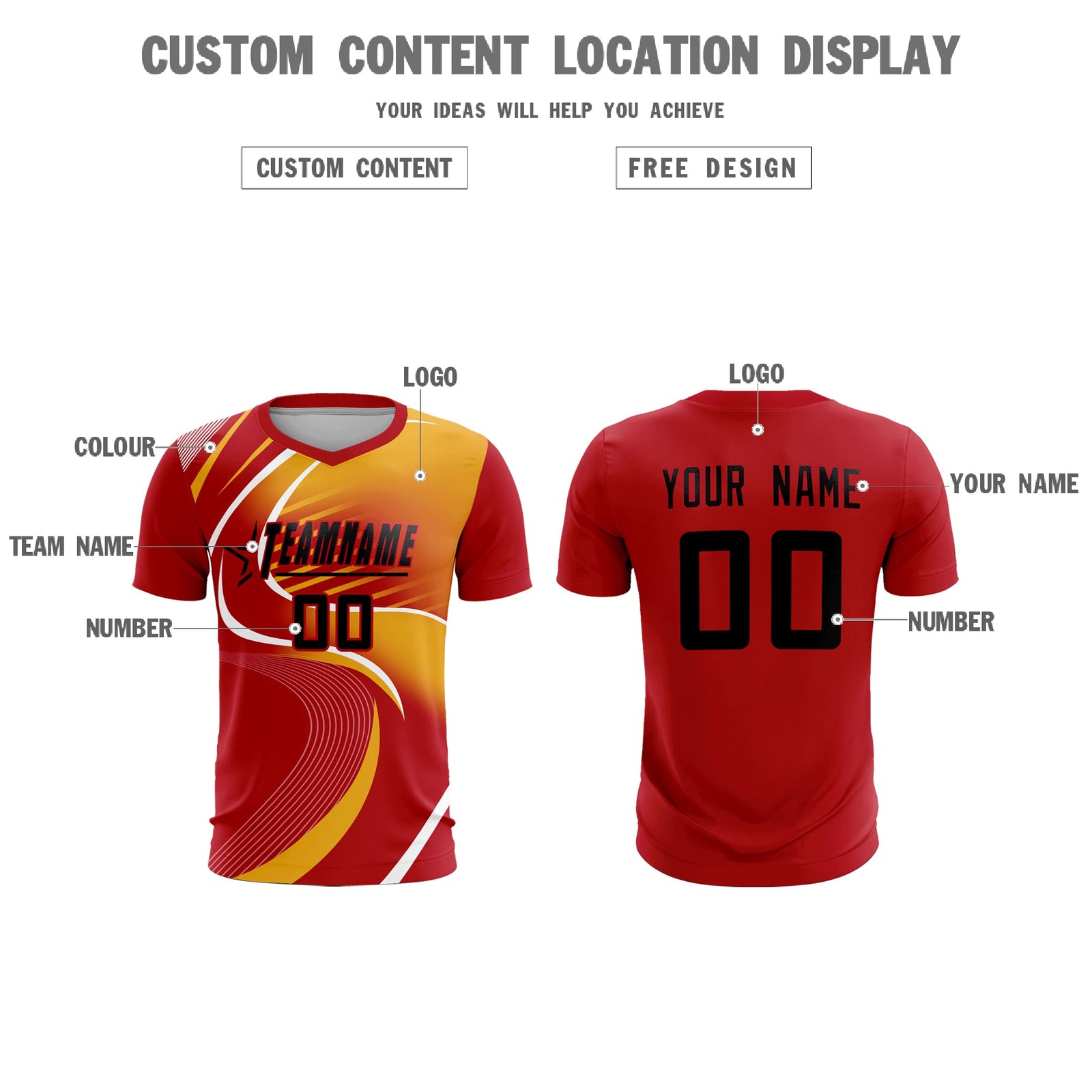 Custom Red Printing Sportswear Soccer Sets Jersey