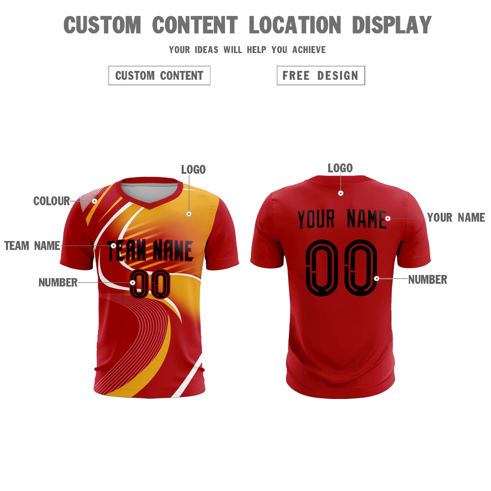Custom Red Printing Sportswear Soccer Sets Jersey