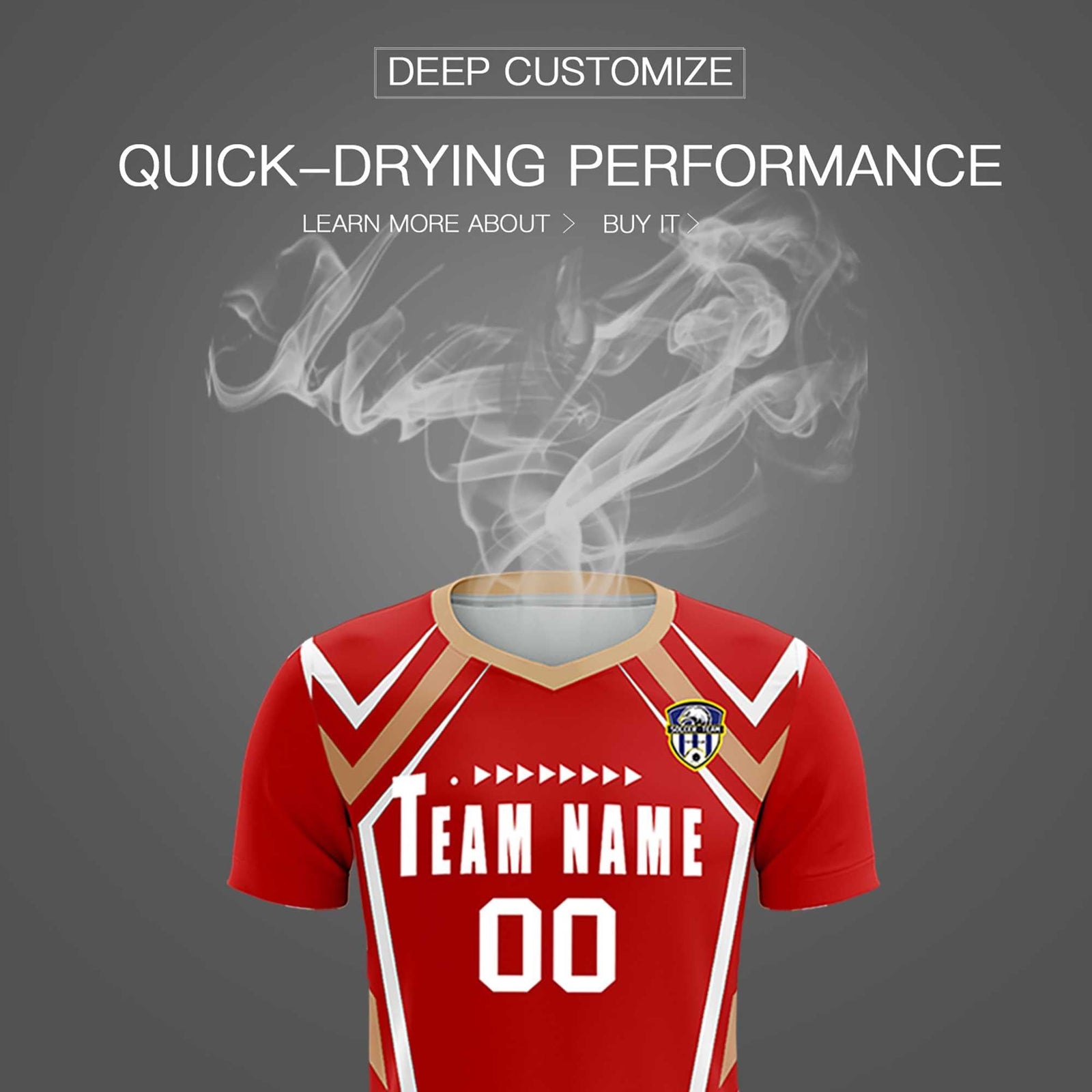 Custom Red Abstract Breathable Soccer Tops/Sets Jersey