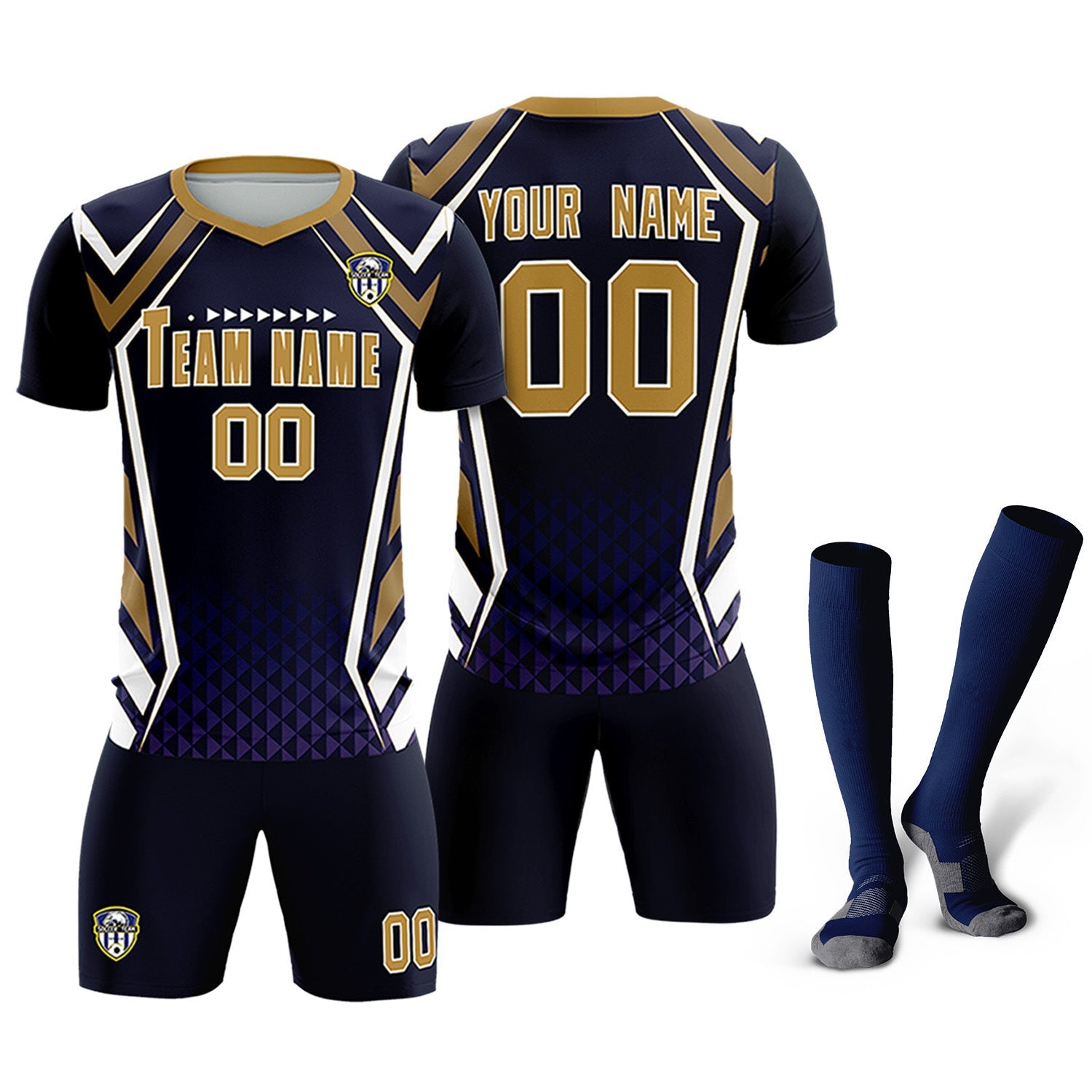 Custom Navy Abstract Breathable Soccer Tops/Sets Jersey