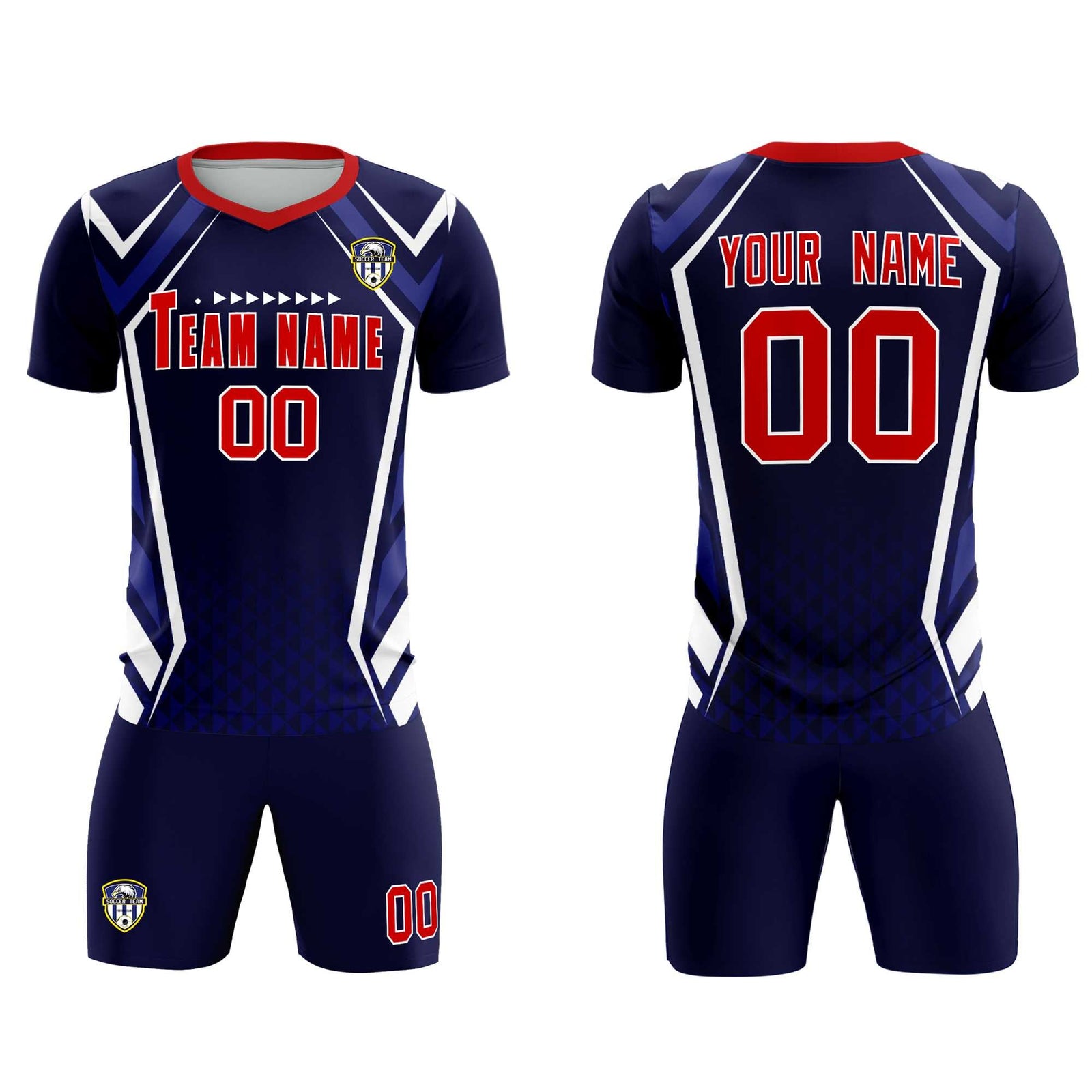 Custom Navy Abstract Breathable Soccer Tops/Sets Jersey