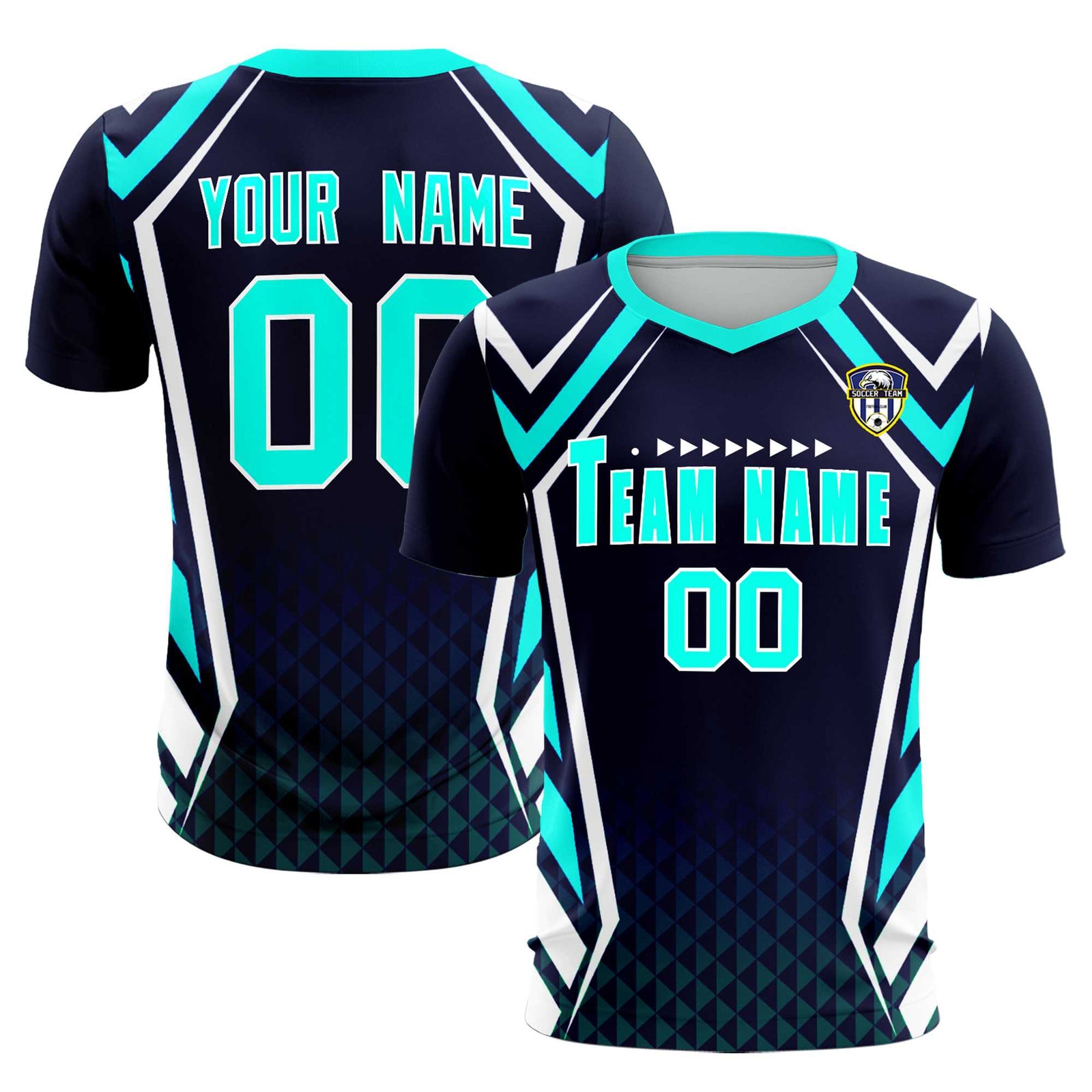 Custom Navy Abstract Breathable Soccer Tops/Sets Jersey