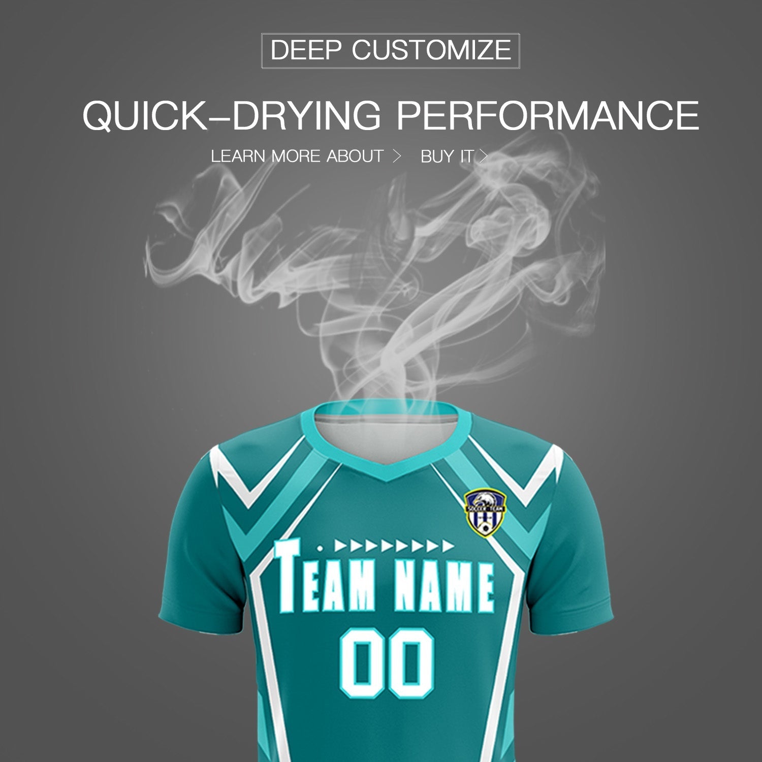 Custom Sky Blue Abstract Breathable Soccer Tops/Sets Jersey