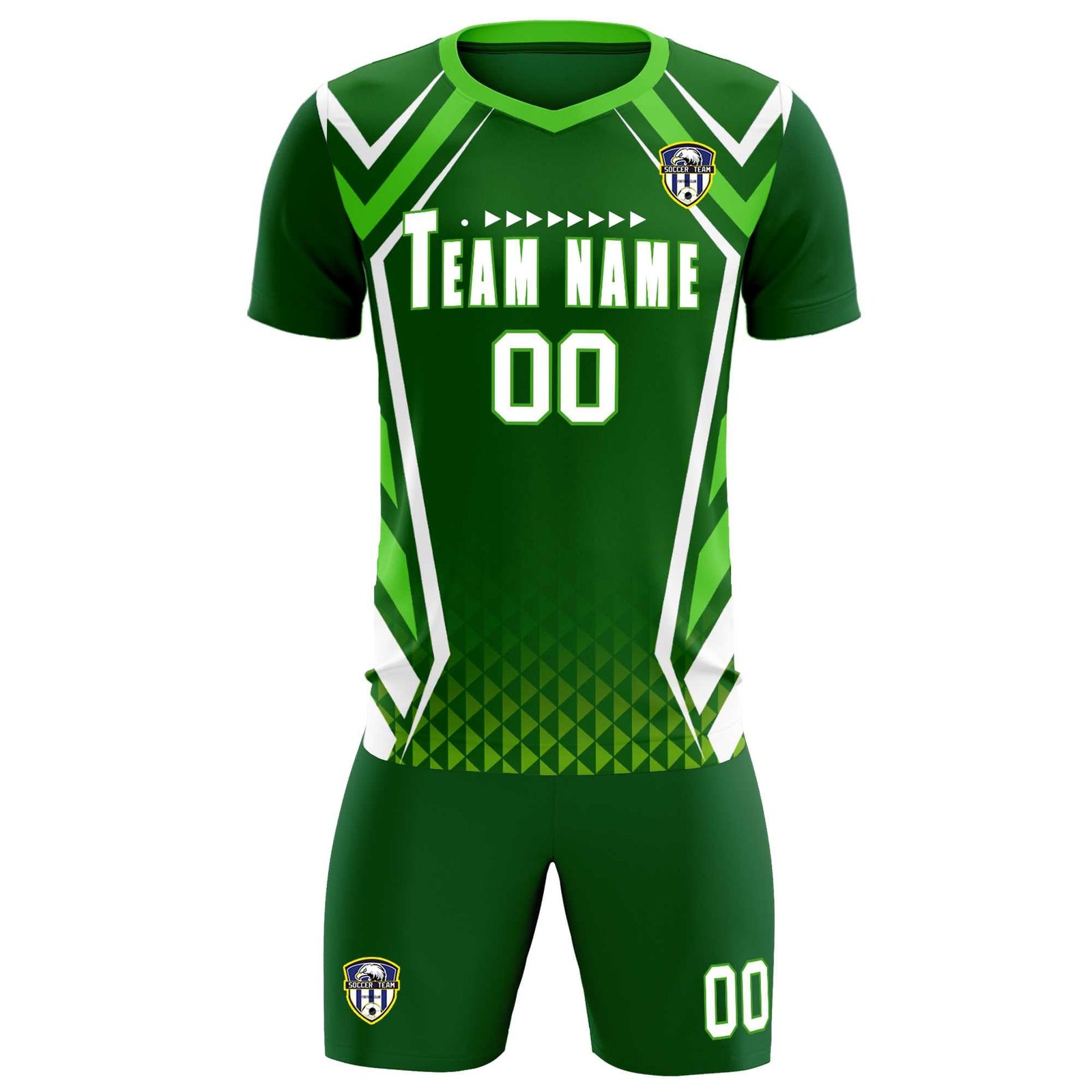 Custom Green Abstract Breathable Soccer Tops/Sets Jersey
