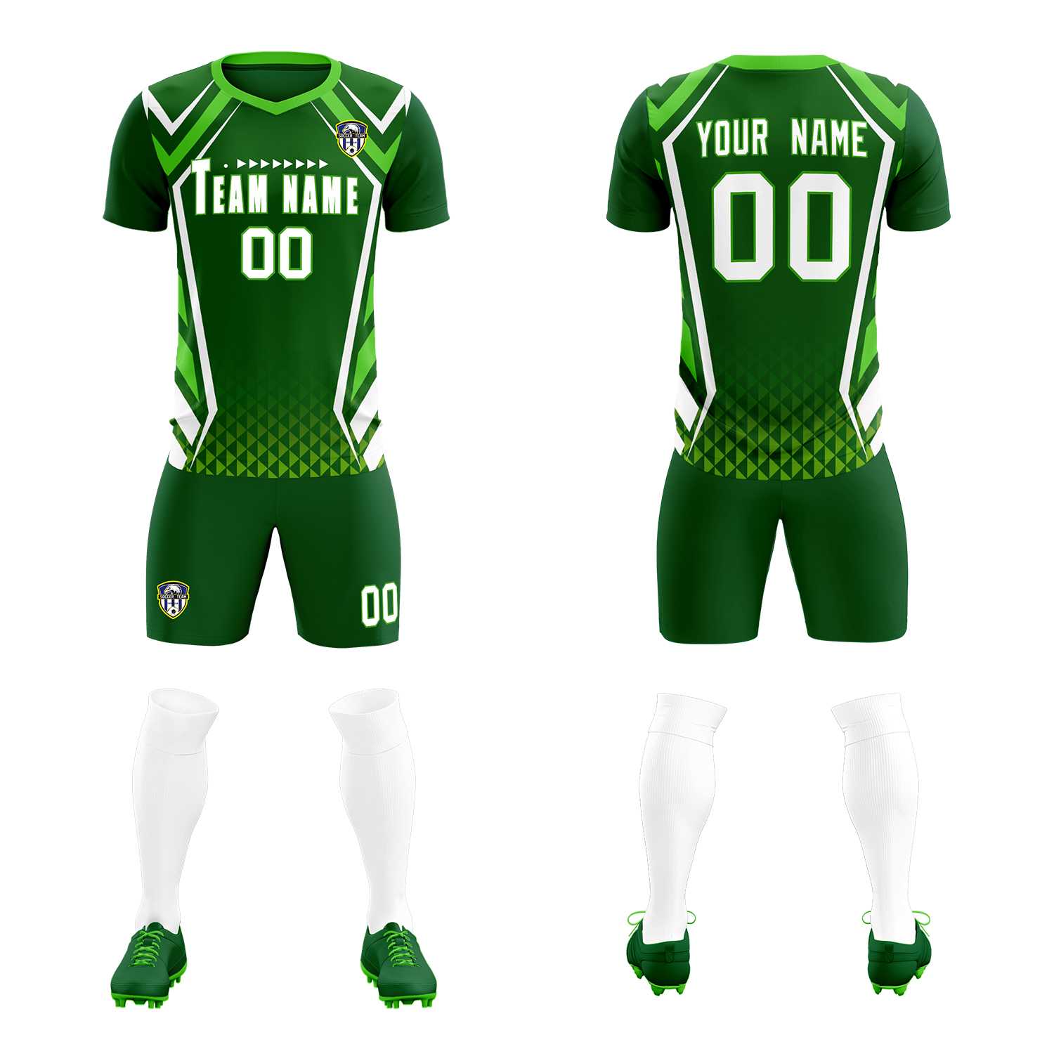 Custom Green Abstract Breathable Soccer Tops/Sets Jersey