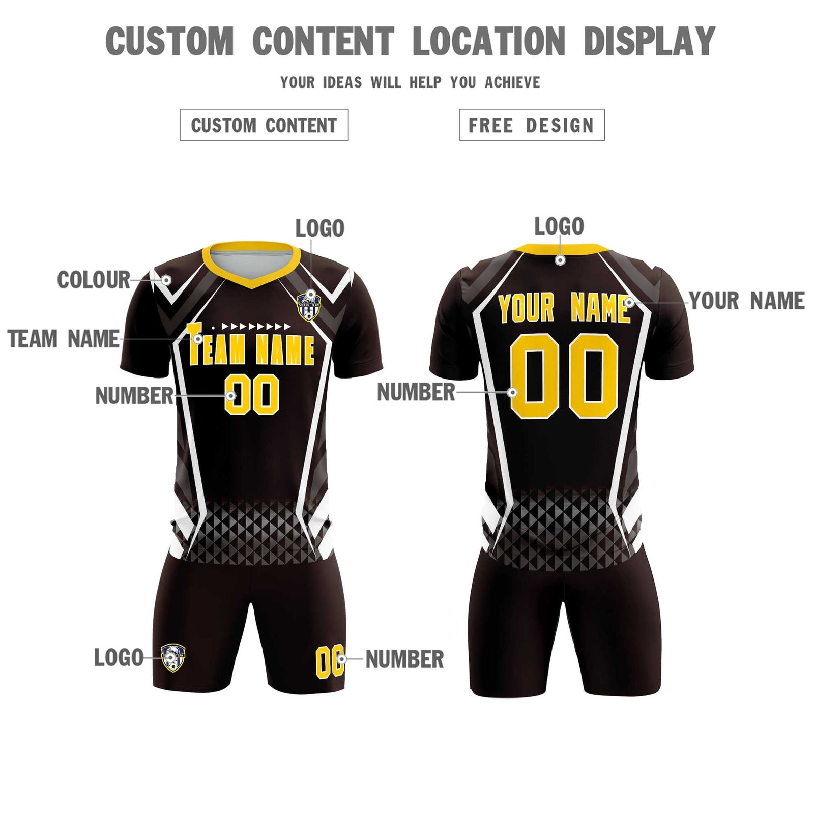 Custom Brown Abstract Breathable Soccer Tops/Sets Jersey