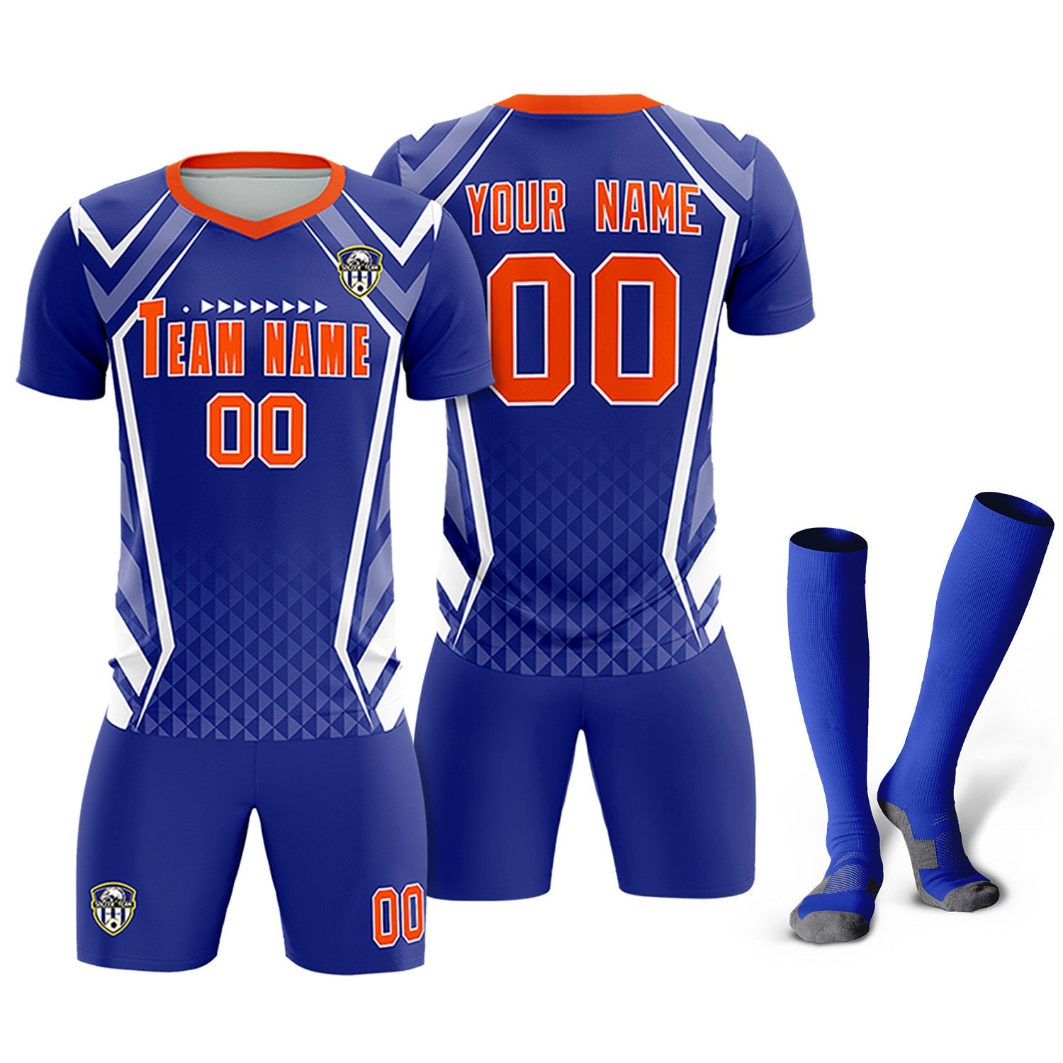 Custom Royal Abstract Breathable Soccer Tops/Sets Jersey
