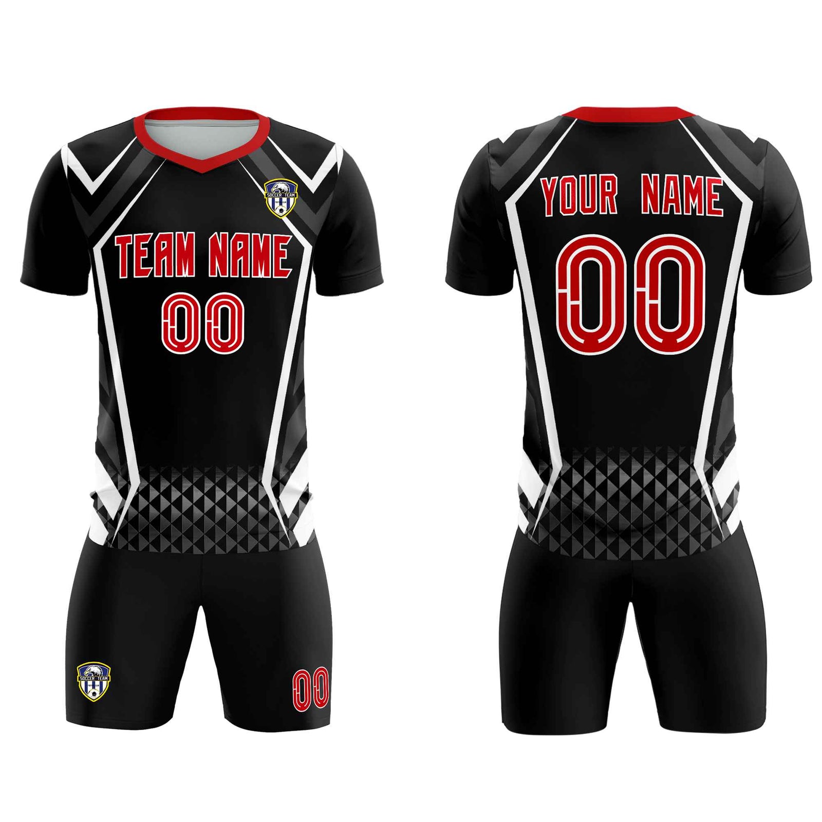 Custom Black Abstract Breathable Soccer Tops/Sets Jersey