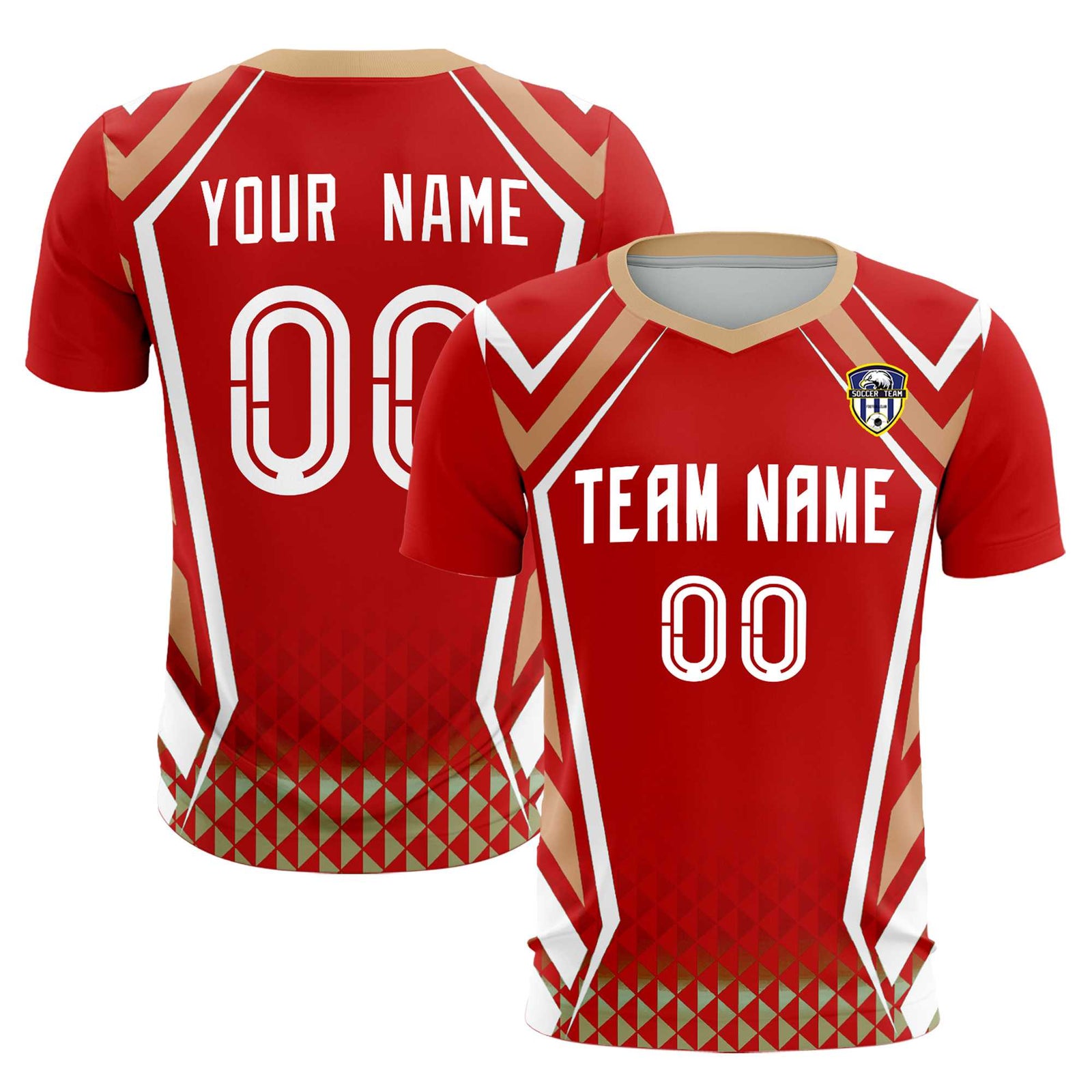 Custom Red Abstract Breathable Soccer Tops/Sets Jersey