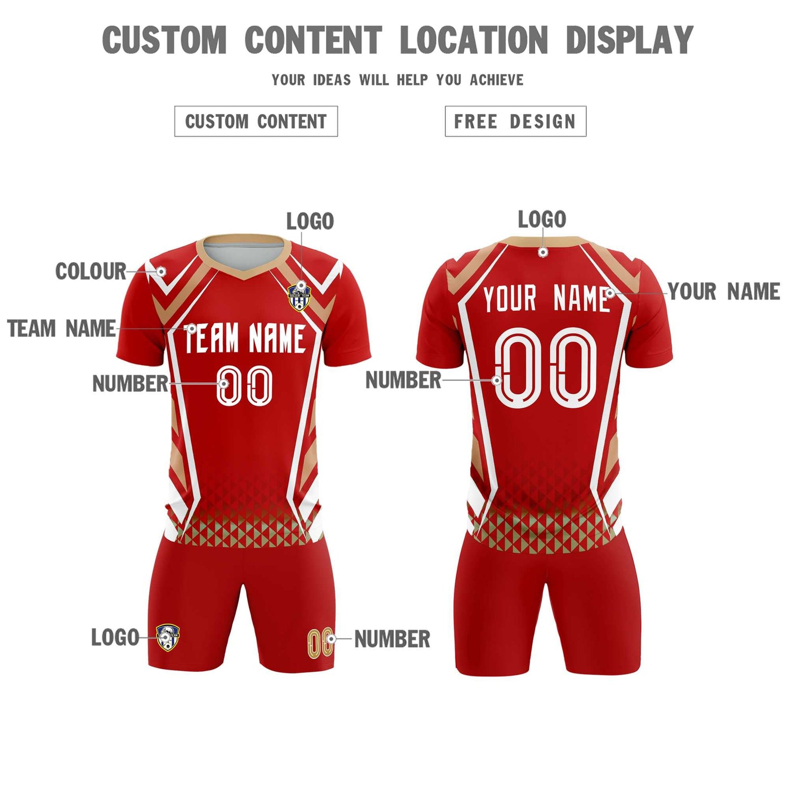 Custom Red Abstract Breathable Soccer Tops/Sets Jersey