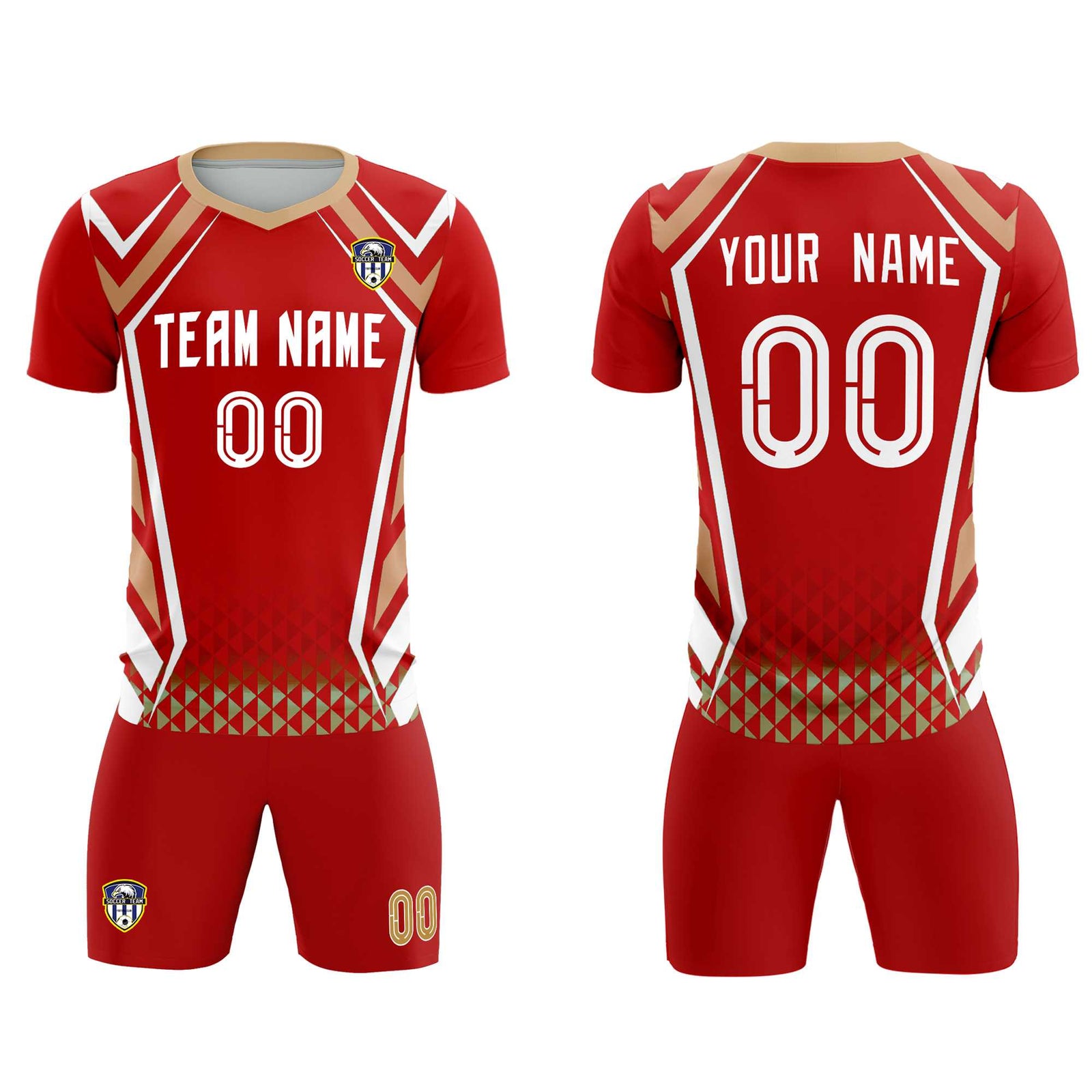 Custom Red Abstract Breathable Soccer Tops/Sets Jersey