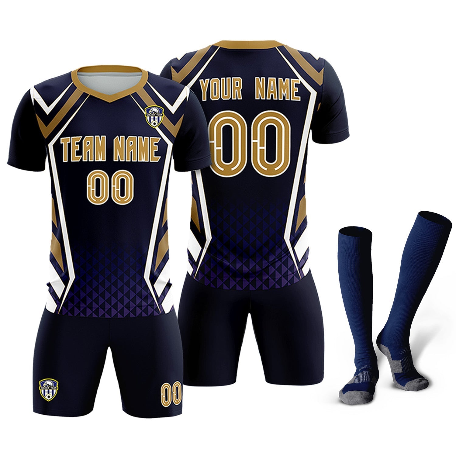 Custom Navy Abstract Breathable Soccer Tops/Sets Jersey