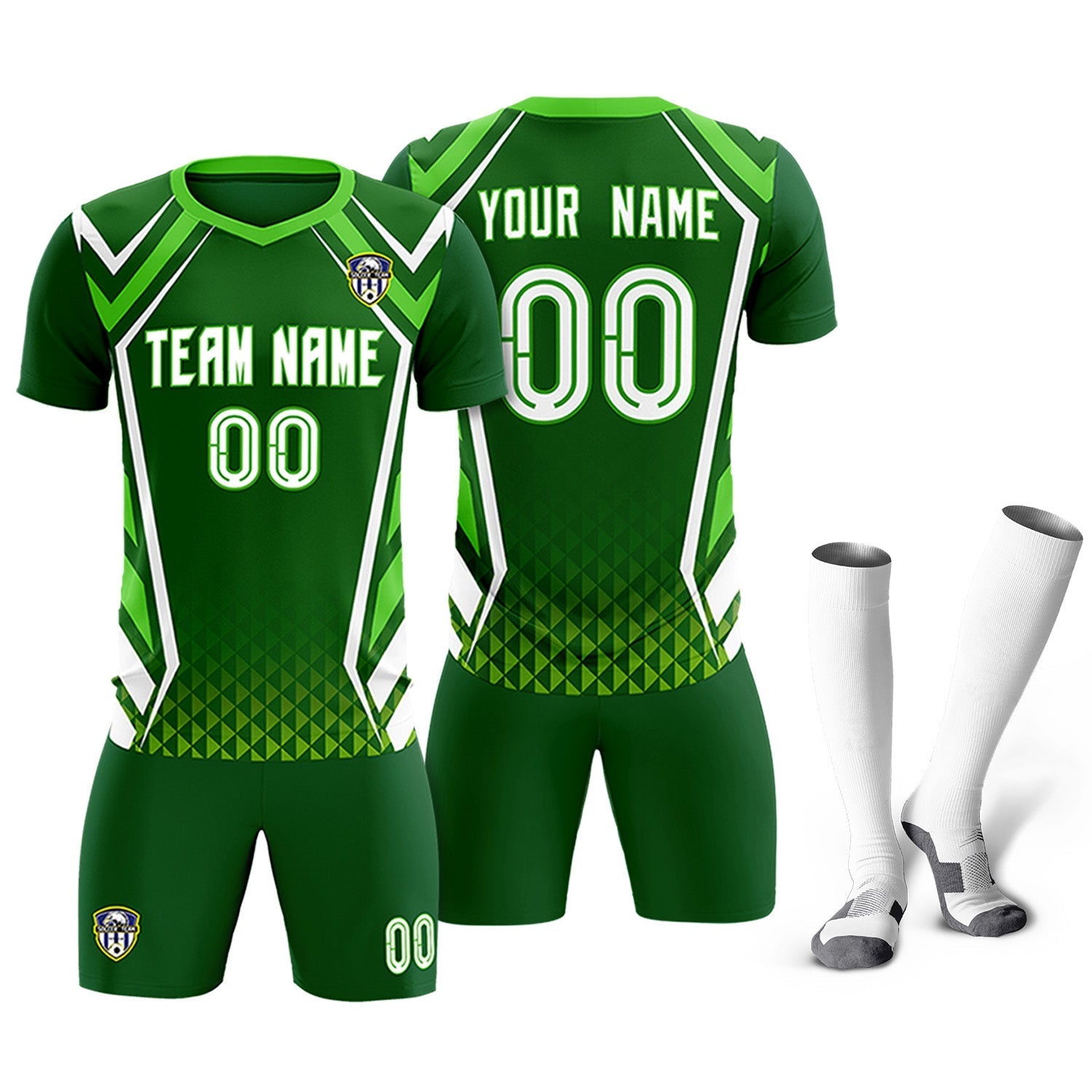 Custom Green Abstract Breathable Soccer Tops/Sets Jersey