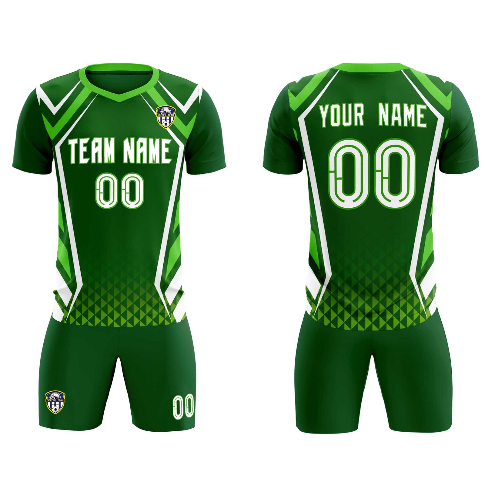 Custom Green Abstract Breathable Soccer Tops/Sets Jersey