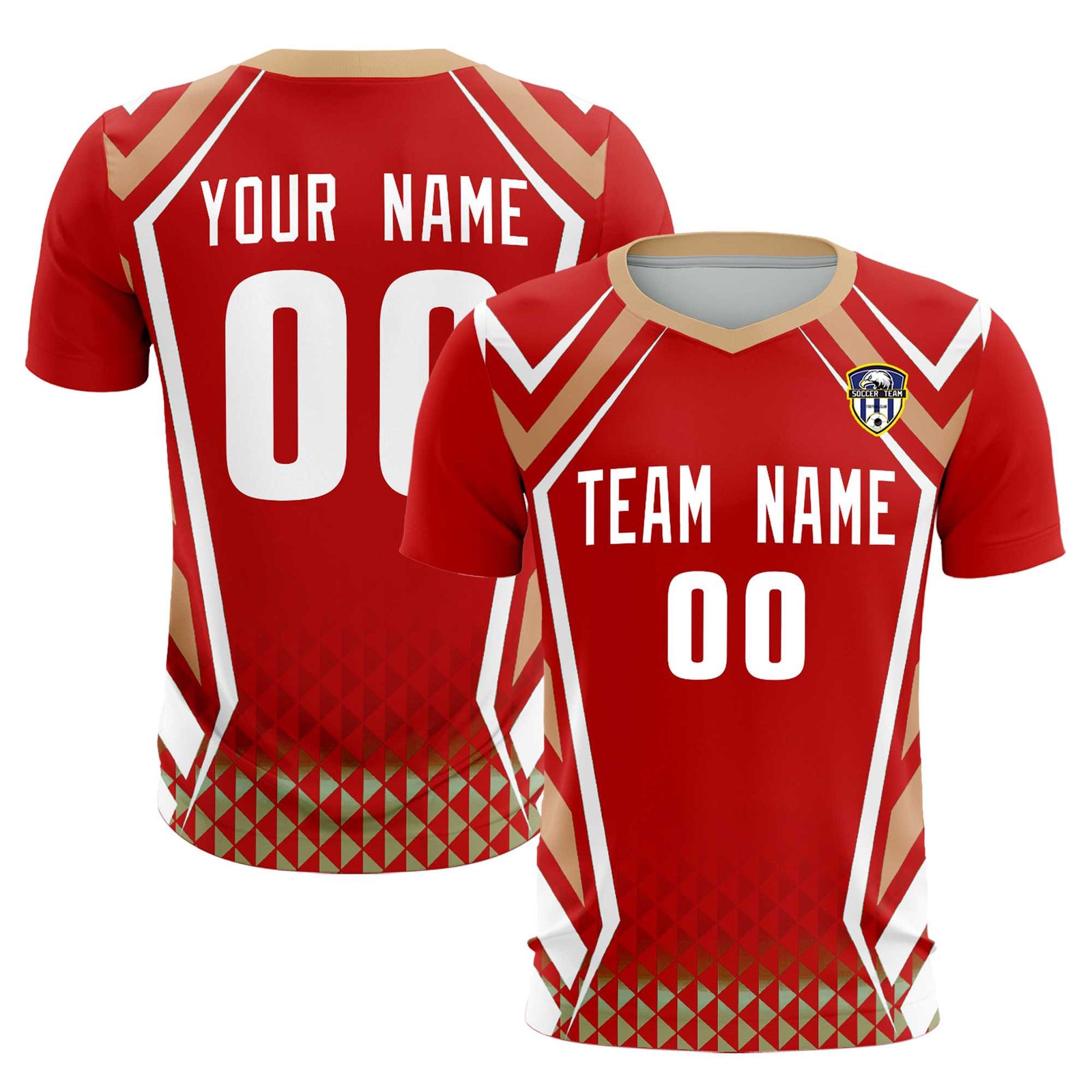 Custom Red Abstract Breathable Soccer Tops/Sets Jersey