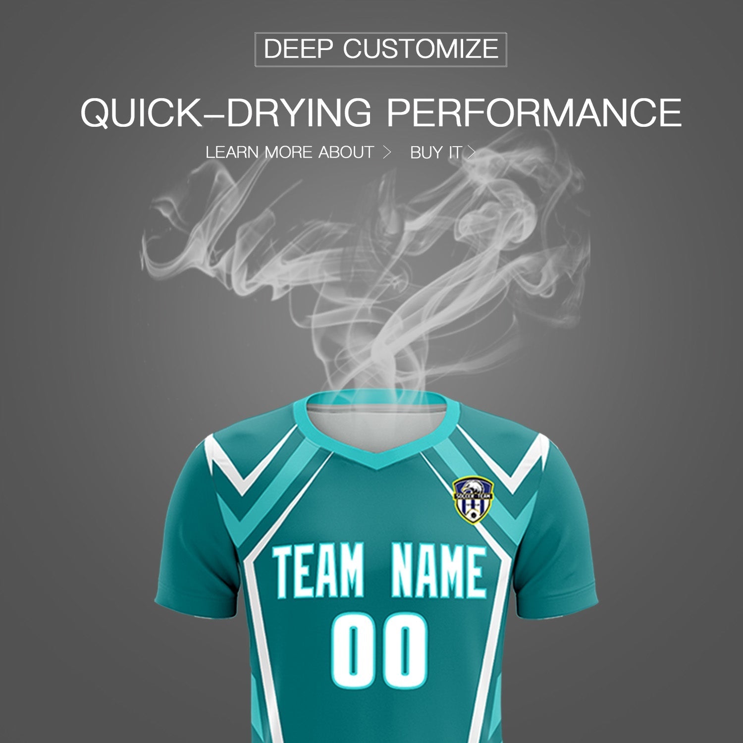 Custom Sky Blue Abstract Breathable Soccer Tops/Sets Jersey