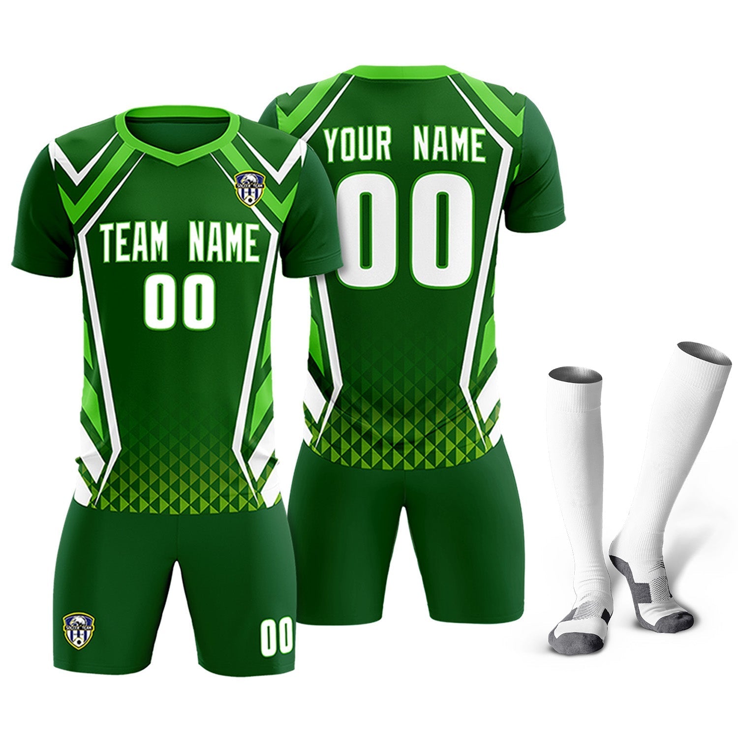 Custom Green Abstract Breathable Soccer Tops/Sets Jersey