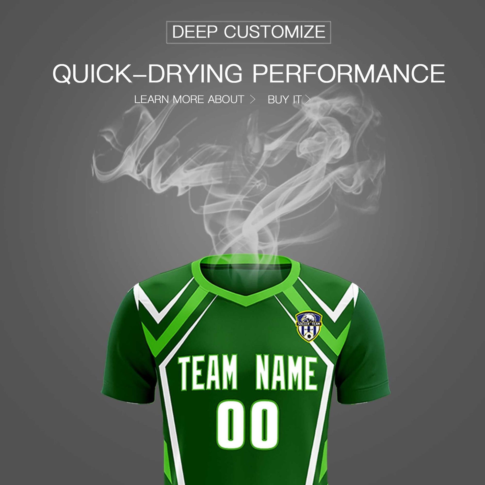 Custom Green Abstract Breathable Soccer Tops/Sets Jersey