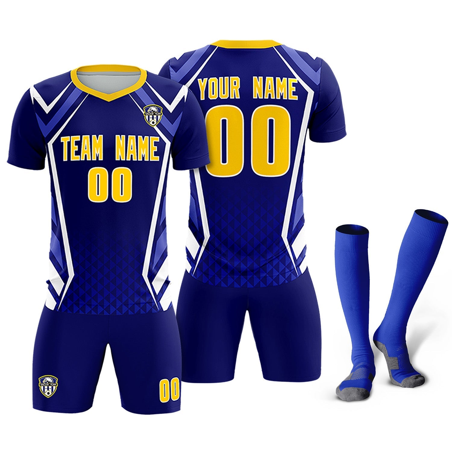 Custom Royal Abstract Breathable Soccer Tops/Sets Jersey