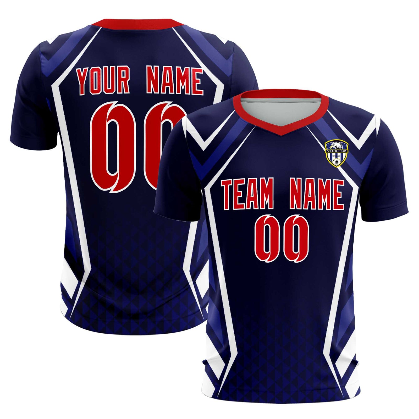 Custom Navy Abstract Breathable Soccer Tops/Sets Jersey