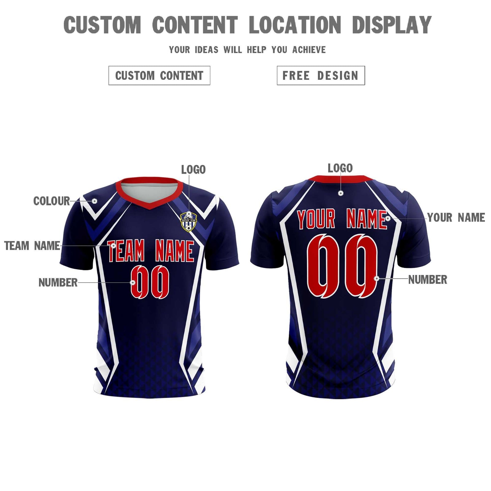 Custom Navy Abstract Breathable Soccer Tops/Sets Jersey