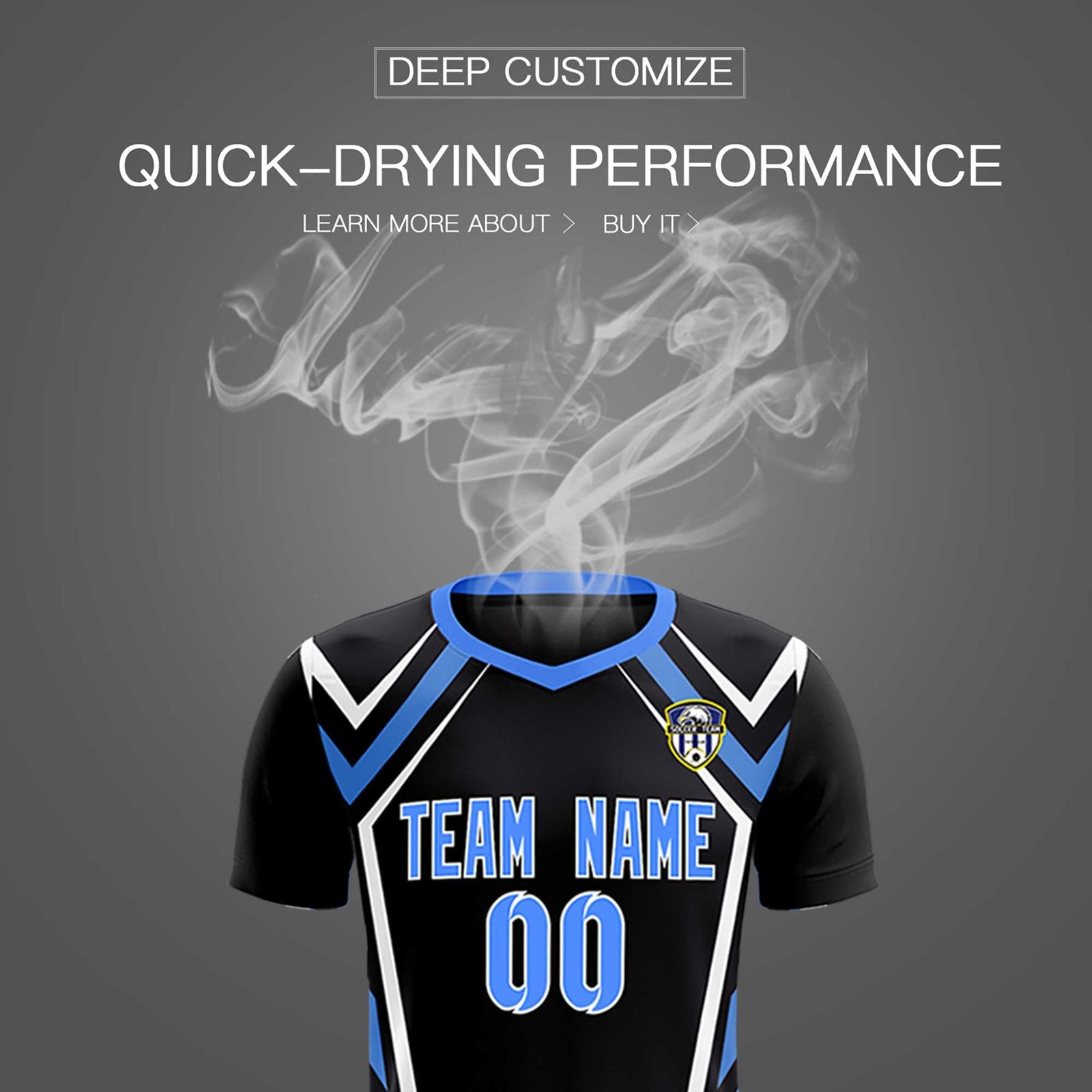 Custom Black Abstract Breathable Soccer Tops/Sets Jersey