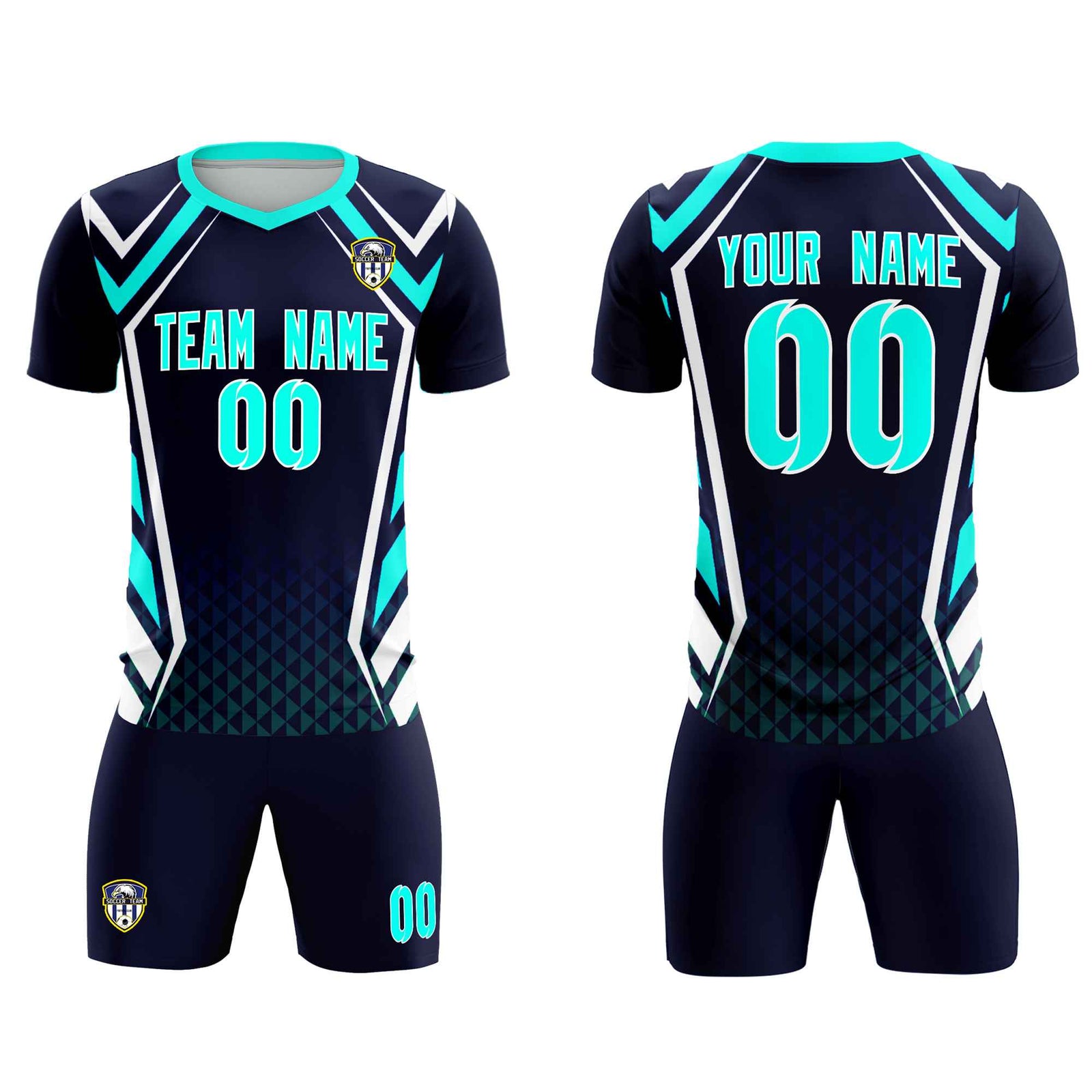 Custom Navy Abstract Breathable Soccer Tops/Sets Jersey